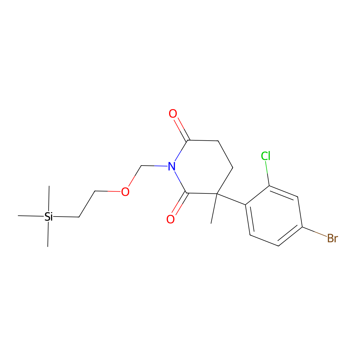 3-(4-Bromo-2-chlorophenyl)-3-methyl-1-((2-(trimethylsilyl)ethoxy)methyl)piperidine-2,6-dione molecular structure, CAS 3026670-34-5