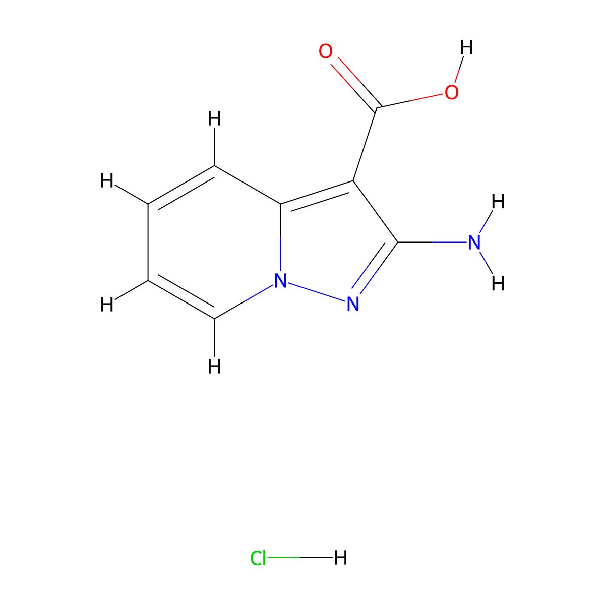 2-Aminopyrazolo[1,5-A]pyridine-3-carboxylic acid hydrochloride molecular structure, CAS 3026670-35-6
