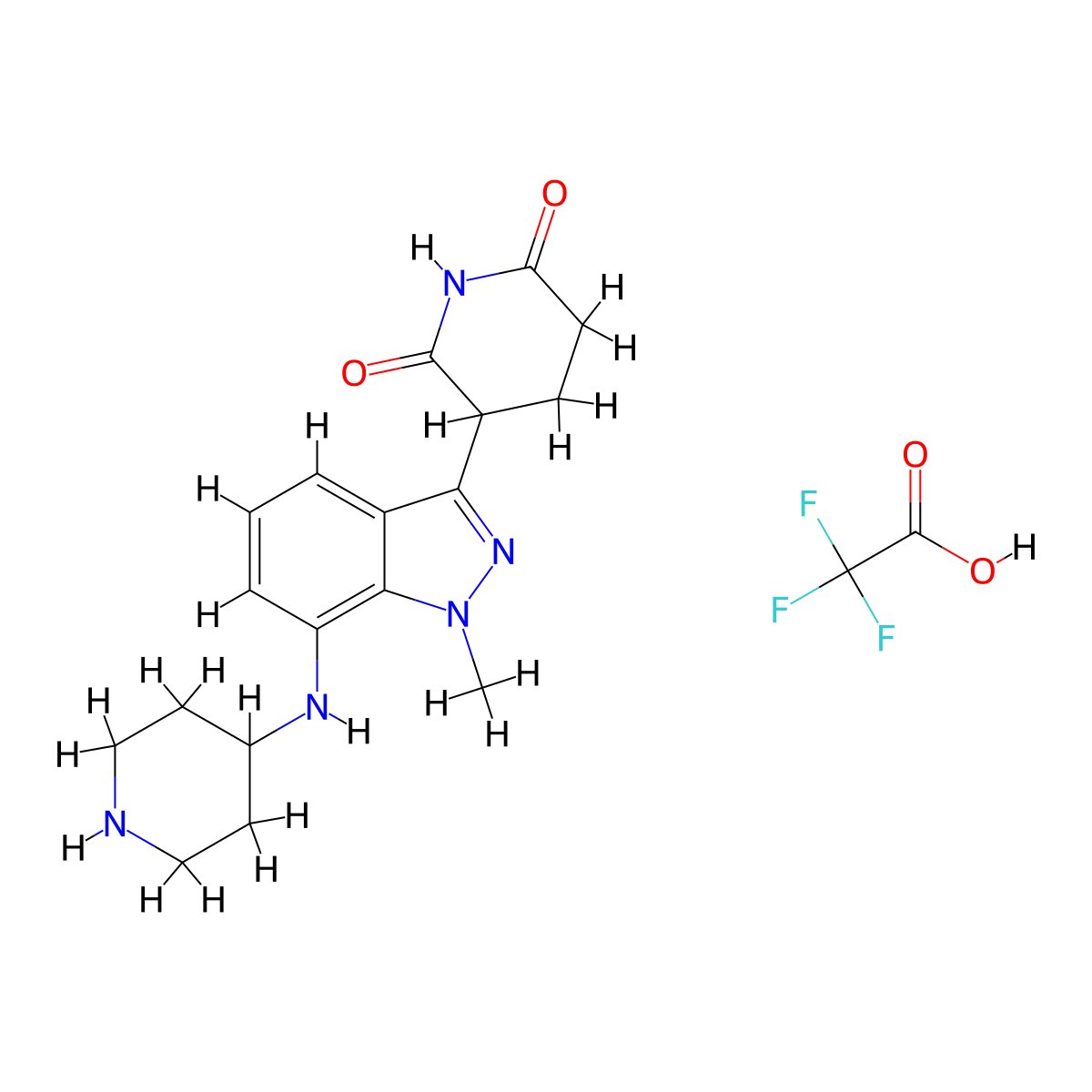3-(1-Methyl-7-(piperidin-4-ylamino)-1H-indazol-3-YL)piperidine-2,6-dione 2,2,2-trifluoroacetate molecular structure, CAS 3026670-39-0