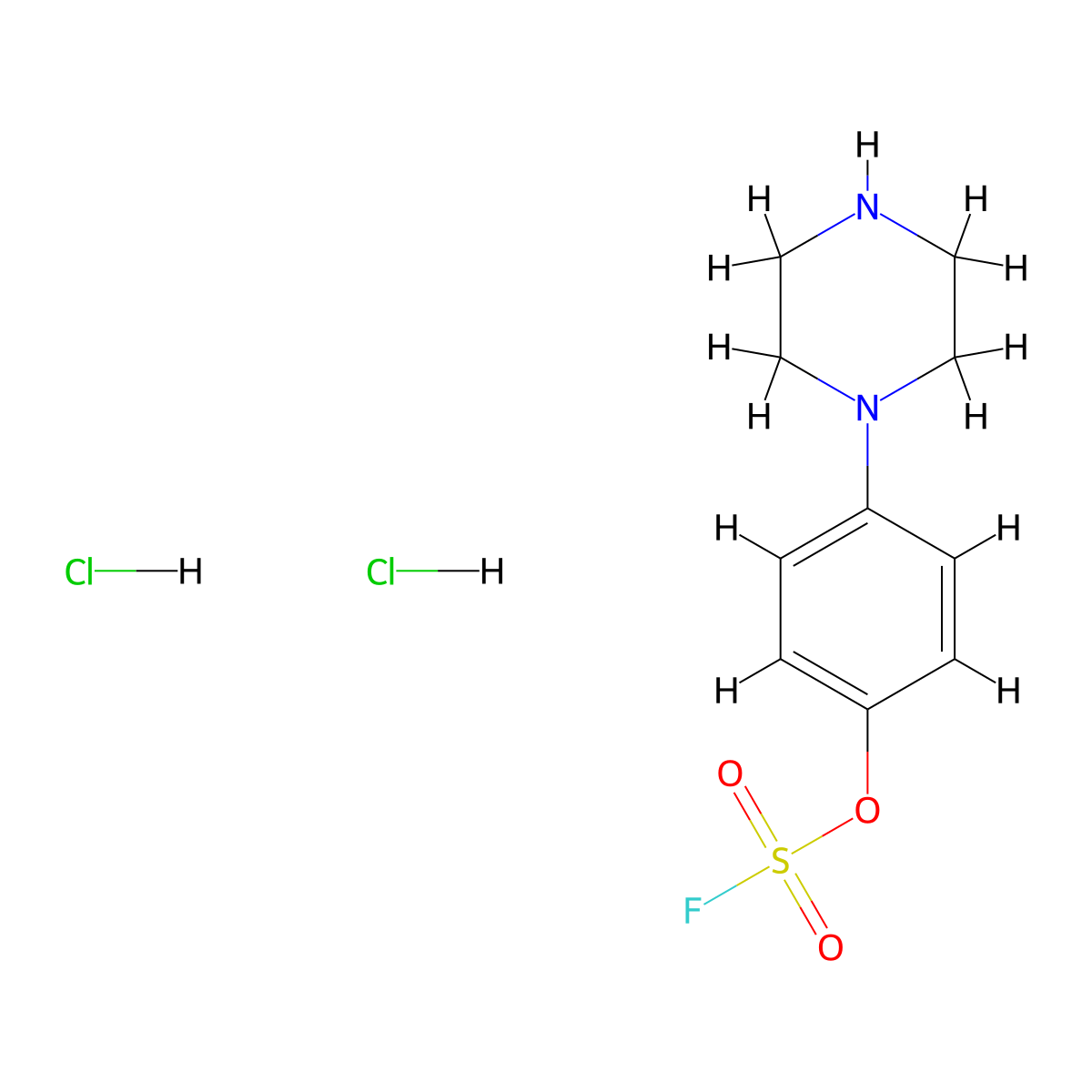 4-(Piperazin-1-yl)phenyl sulfurofluoridate dihydrochloride molecular structure, CAS 3026670-44-7