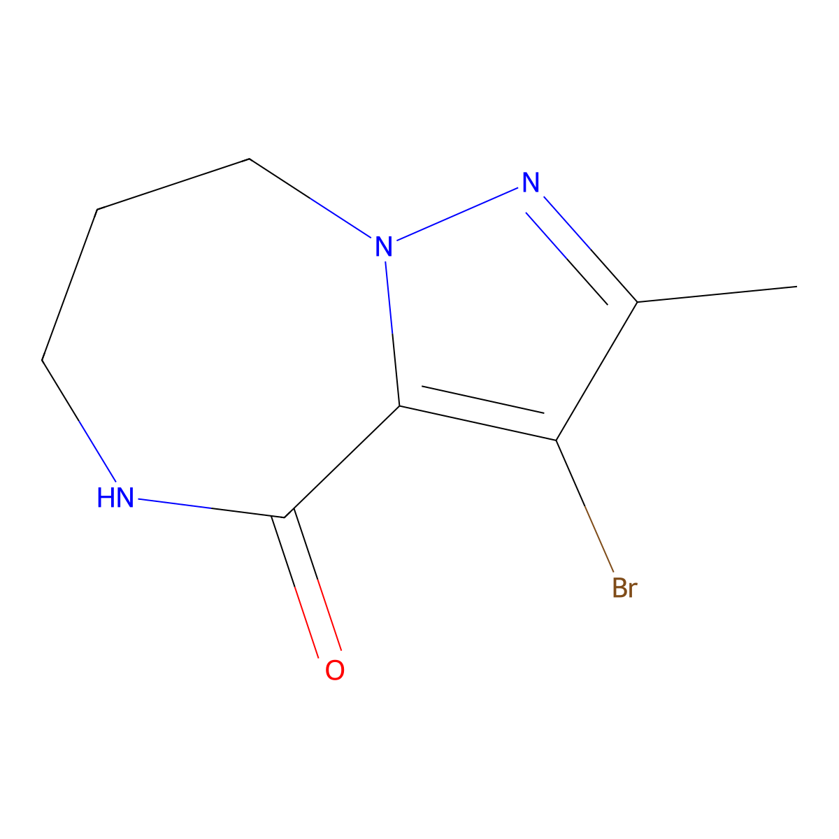 3-bromo-2-methyl-4H,5H,6H,7H,8H-pyrazolo[1,5-a][1,4]diazepin-4-one molecular structure, CAS 3026670-58-3
