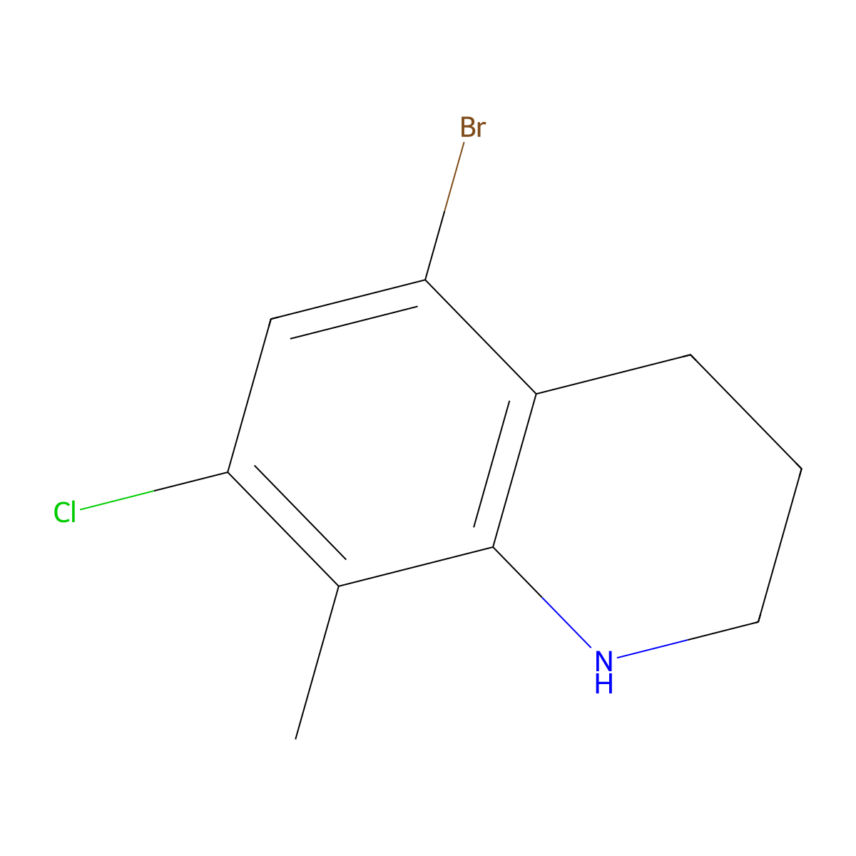 5-Bromo-7-chloro-8-methyl-1,2,3,4-tetrahydroquinoline molecular structure, CAS 3026670-72-1