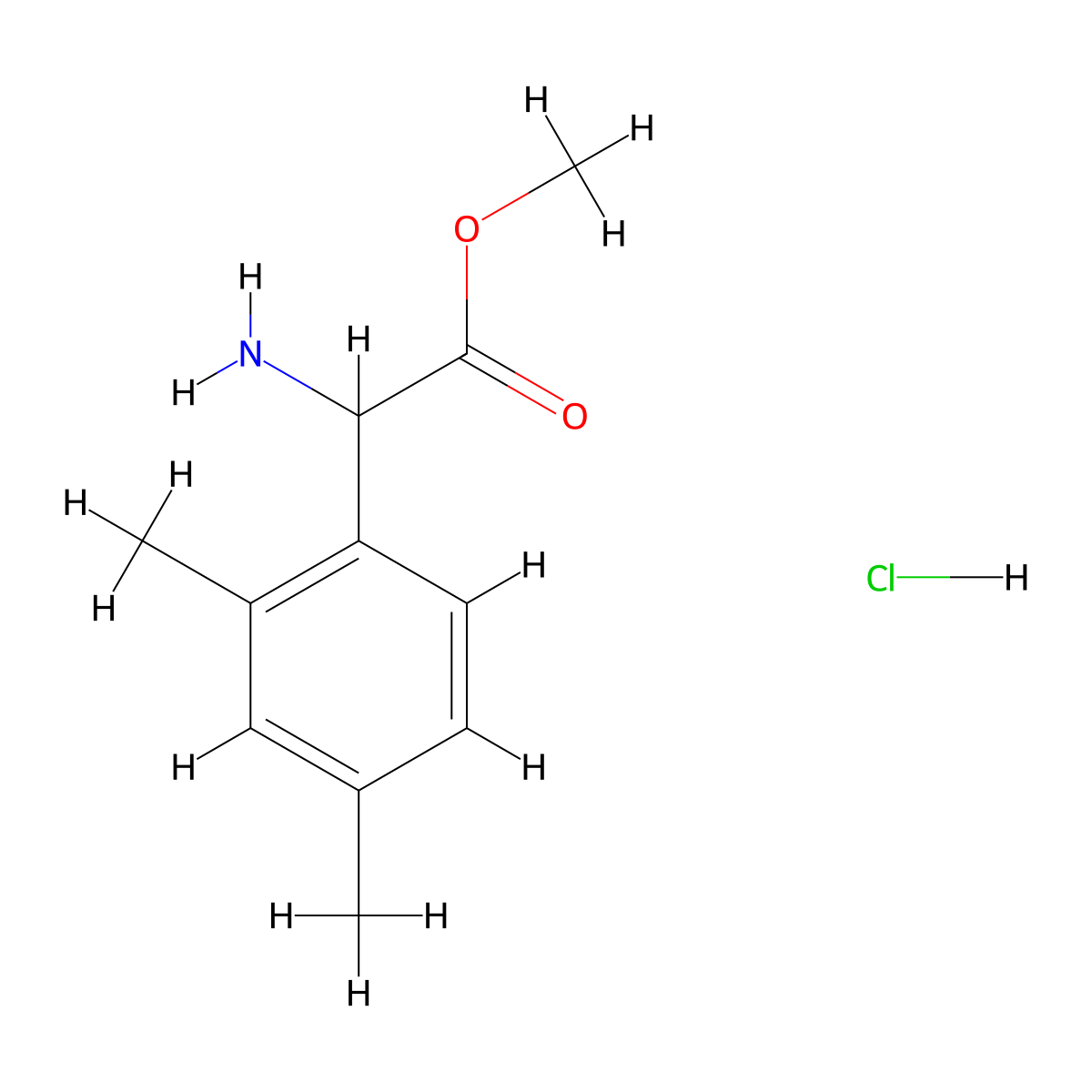 Methyl 2-amino-2-(2,4-dimethylphenyl)acetate hydrochloride molecular structure, CAS 3026670-74-3