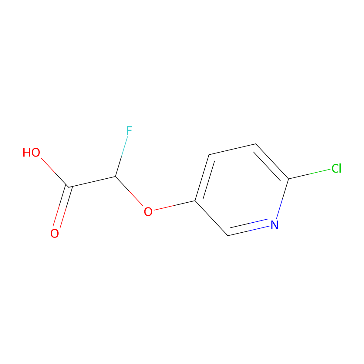 2-[(6-Chloropyridin-3-yl)oxy]-2-fluoroacetic acid molecular structure, CAS 3026670-77-6