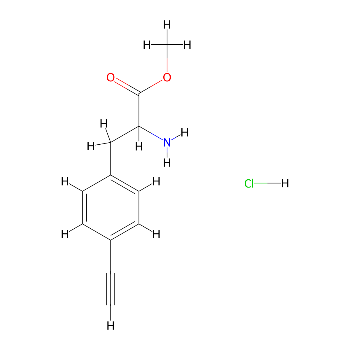 Methyl 2-amino-3-(4-ethynylphenyl)propanoate hydrochloride molecular structure, CAS 3026670-82-3