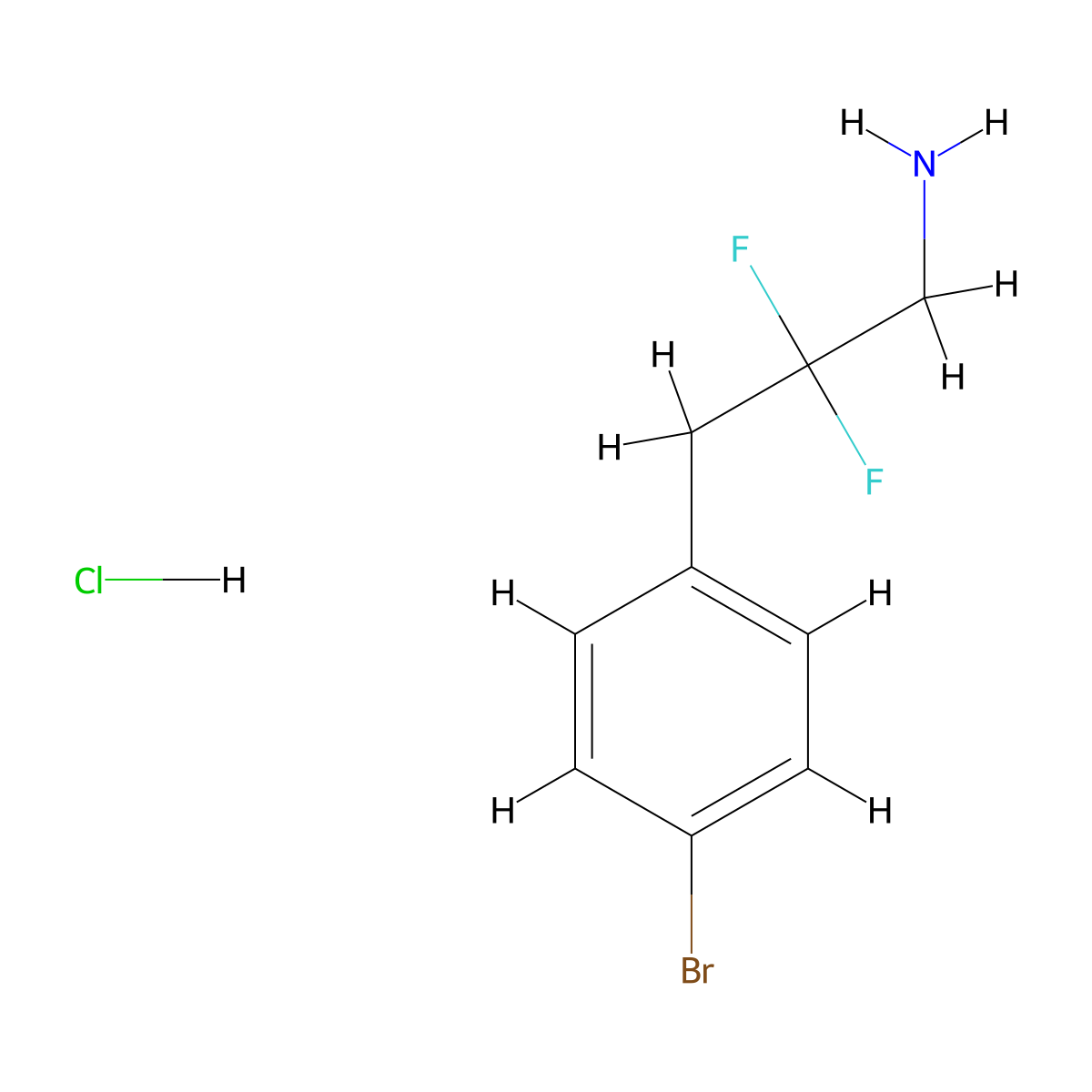 3-(4-Bromophenyl)-2,2-difluoropropan-1-amine hydrochloride molecular structure, CAS 3026670-85-6