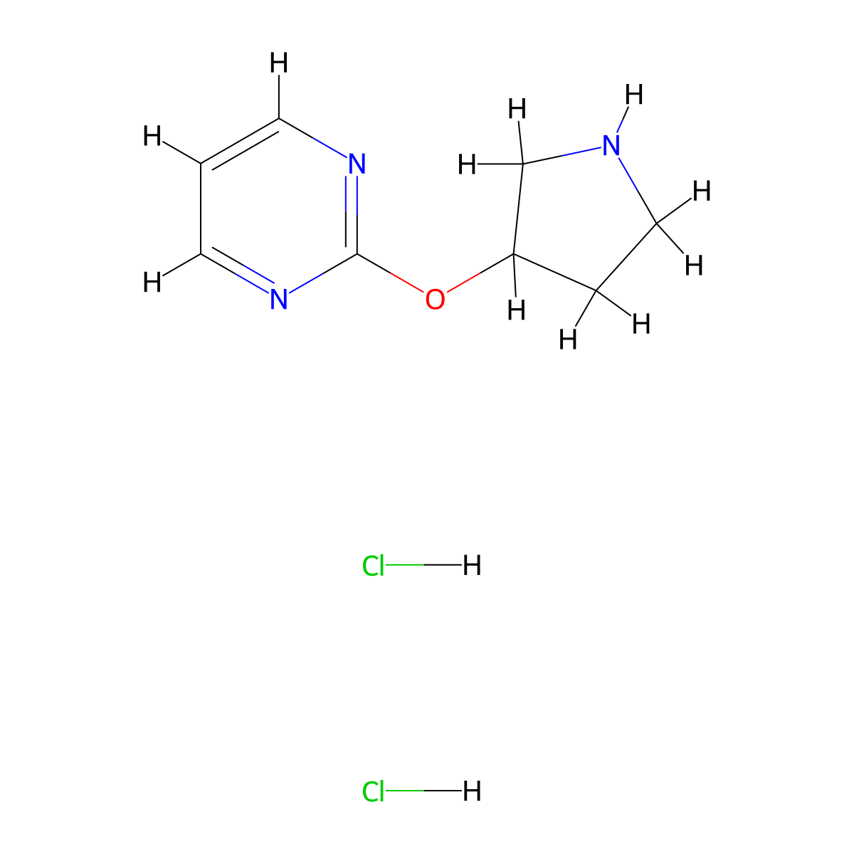 2-(Pyrrolidin-3-yloxy)pyrimidine dihydrochloride molecular structure, CAS 3026676-72-9