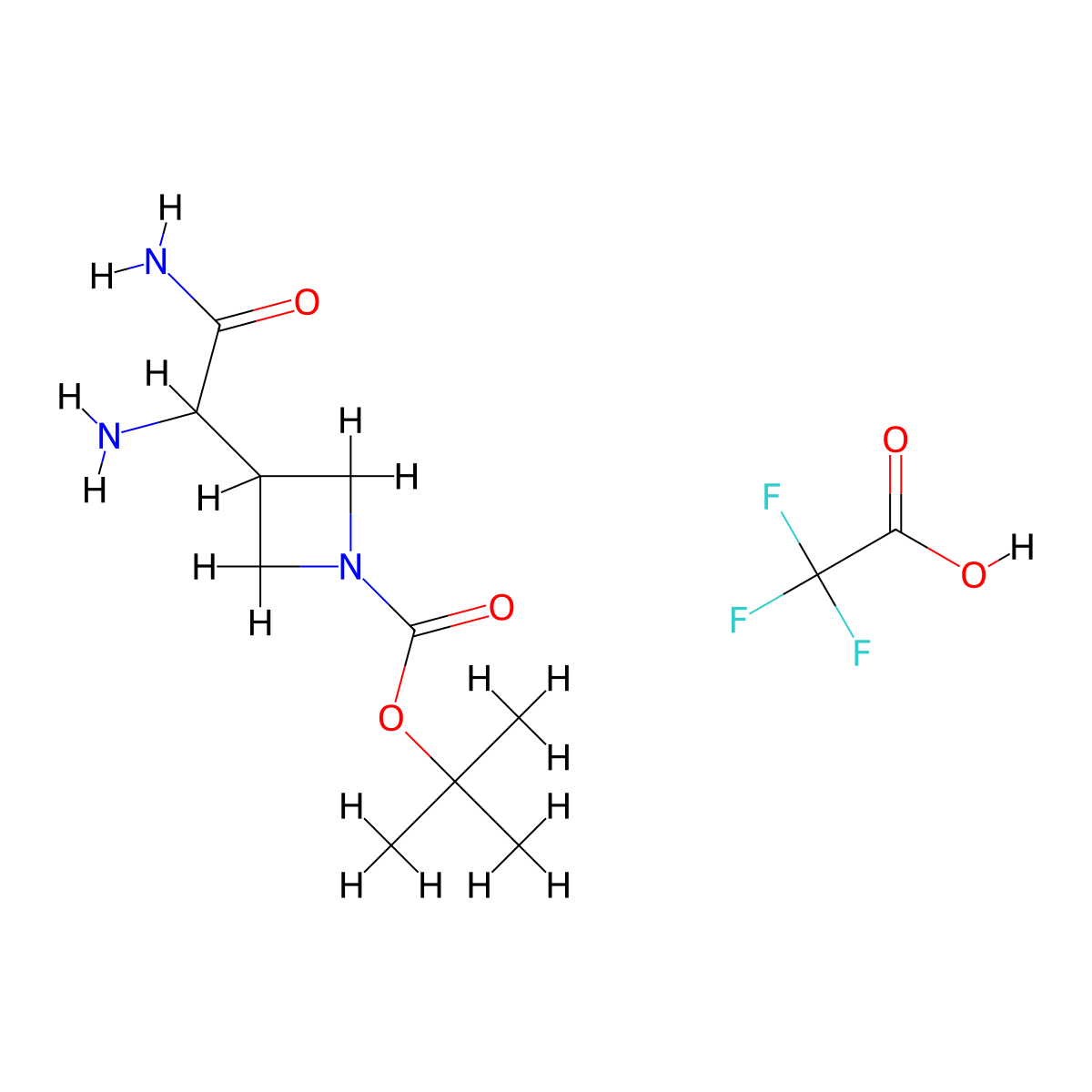 Tert-butyl 3-[amino(carbamoyl)methyl]azetidine-1-carboxylate, trifluoroacetic acid molecular structure, CAS 3026676-80-9
