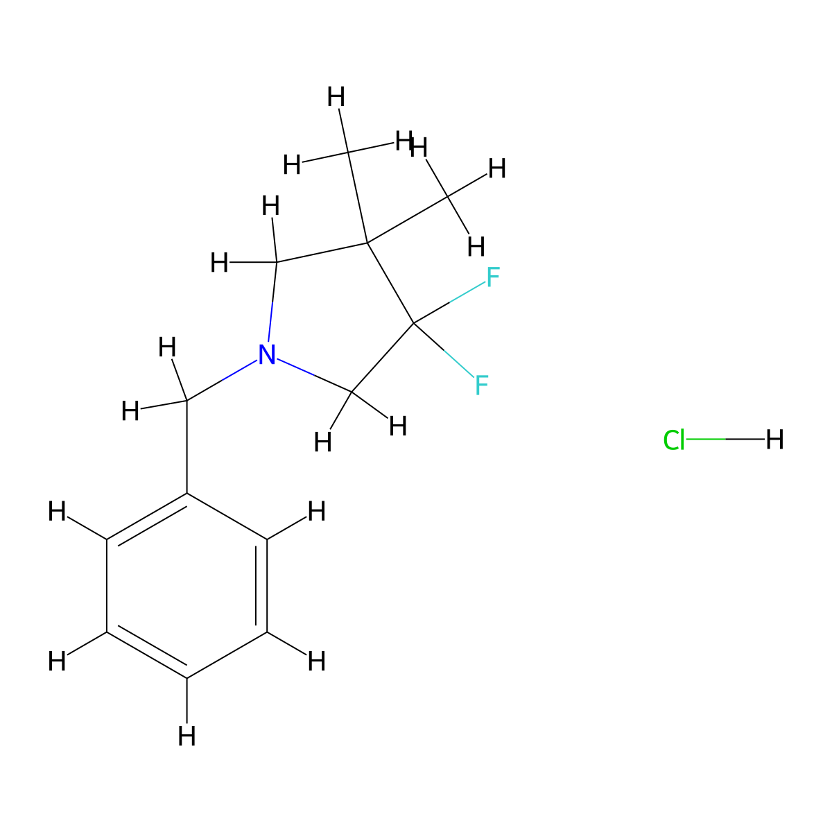 1-Benzyl-3,3-difluoro-4,4-dimethylpyrrolidine hydrochloride molecular structure, CAS 3026676-88-7