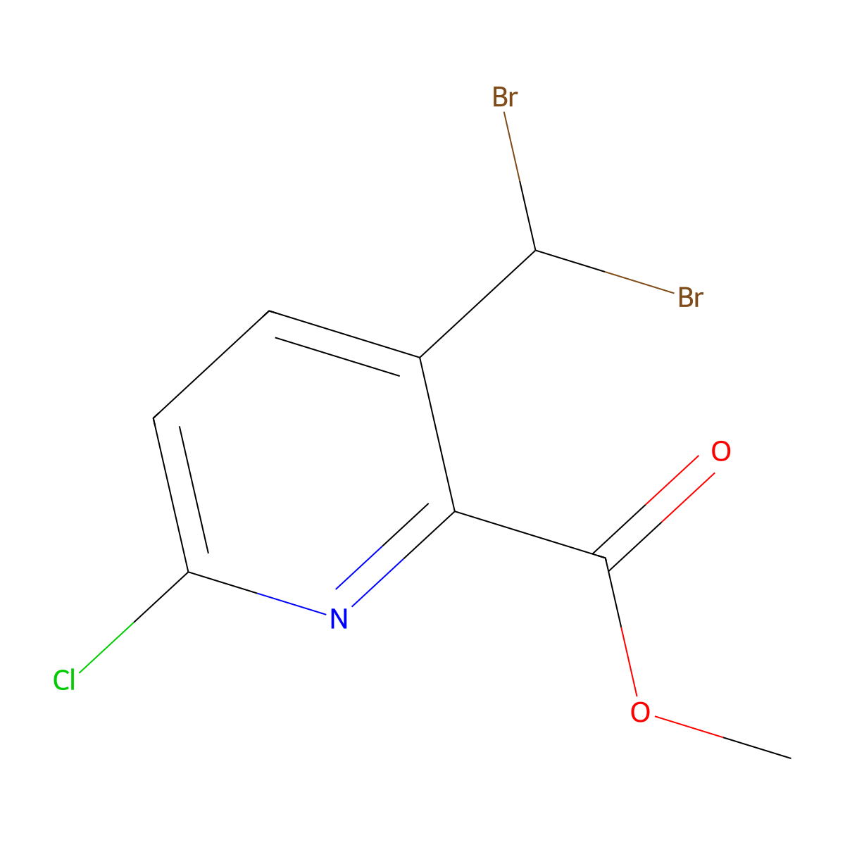 Methyl 6-chloro-3-(dibromomethyl)picolinate molecular structure, CAS 3026676-90-1