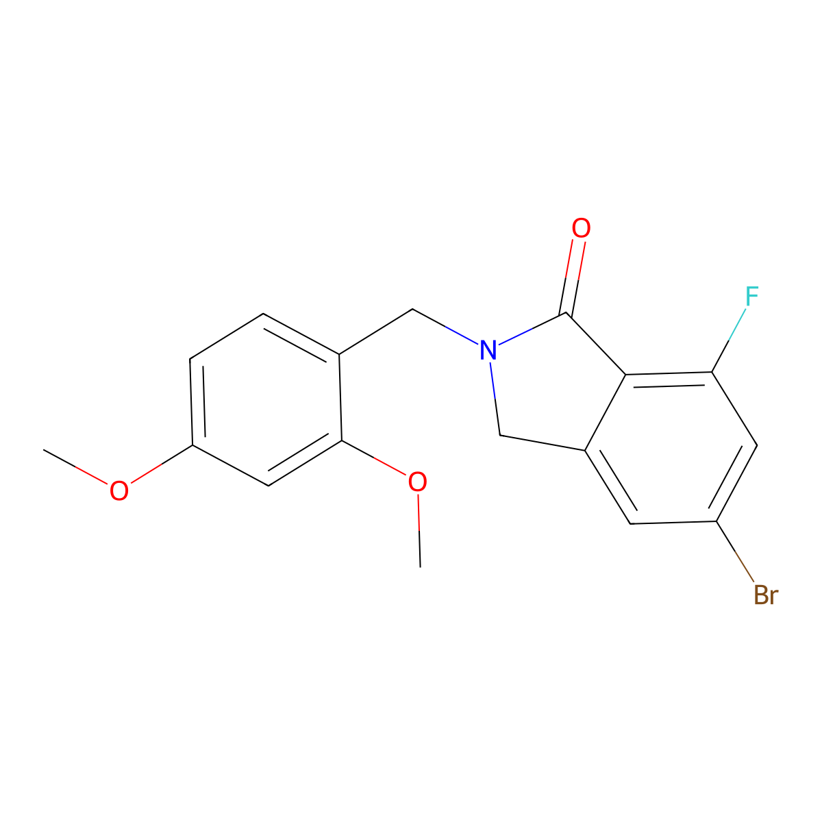 5-Bromo-2-(2,4-dimethoxybenzyl)-7-fluoroisoindolin-1-one molecular structure, CAS 3026676-91-2