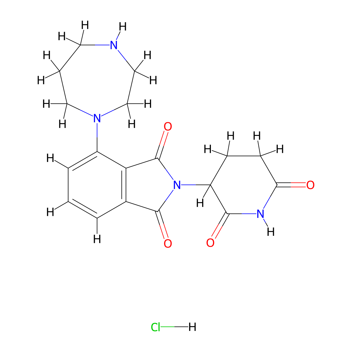 4-(1,4-diazepan-1-yl)-2-(2,6-dioxopiperidin-3-yl)-2,3-dihydro-1H-isoindole-1,3-dione hydrochloride molecular structure, CAS 3026677-20-0
