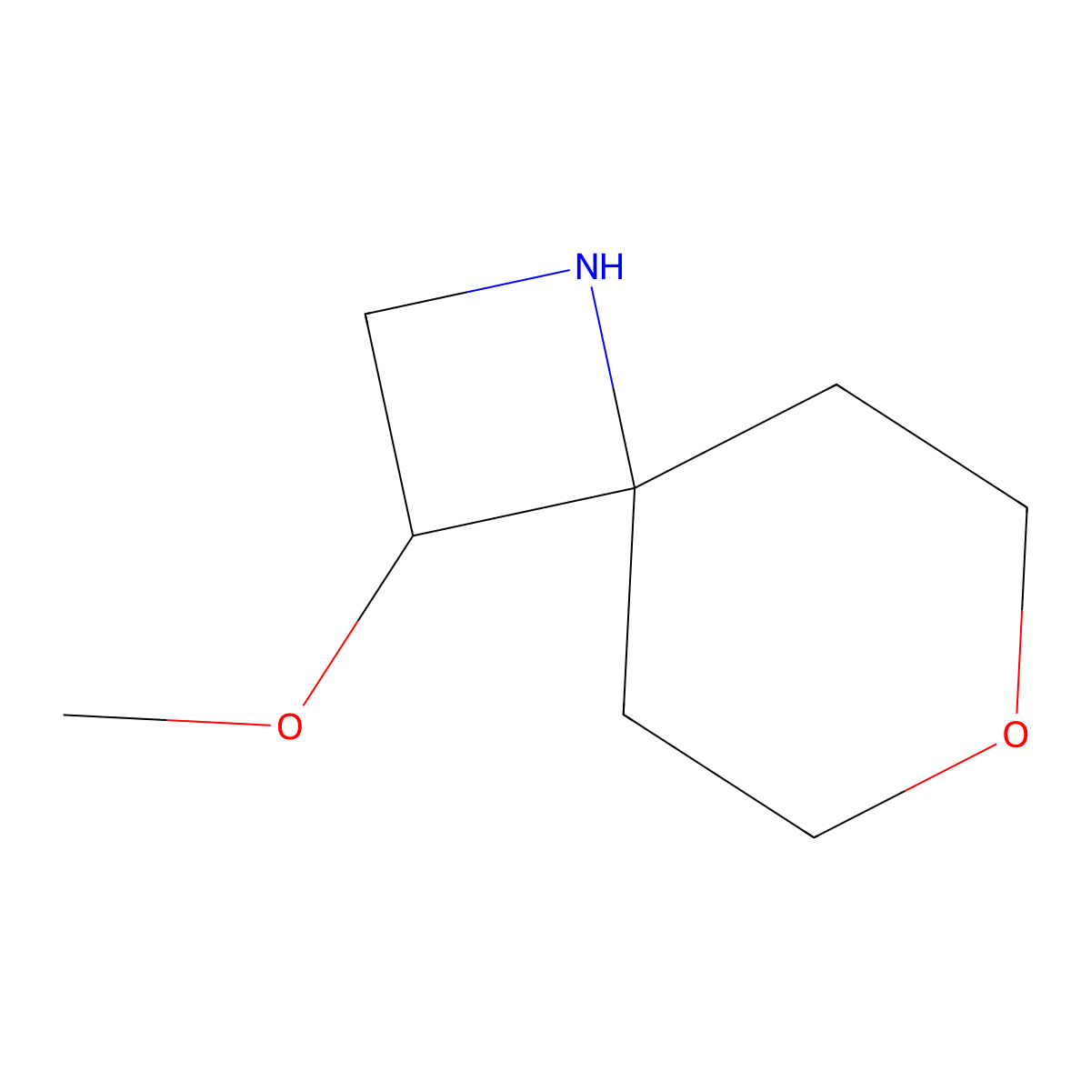 3-Methoxy-7-oxa-1-azaspiro[3.5]nonane molecular structure, CAS 3026677-26-6