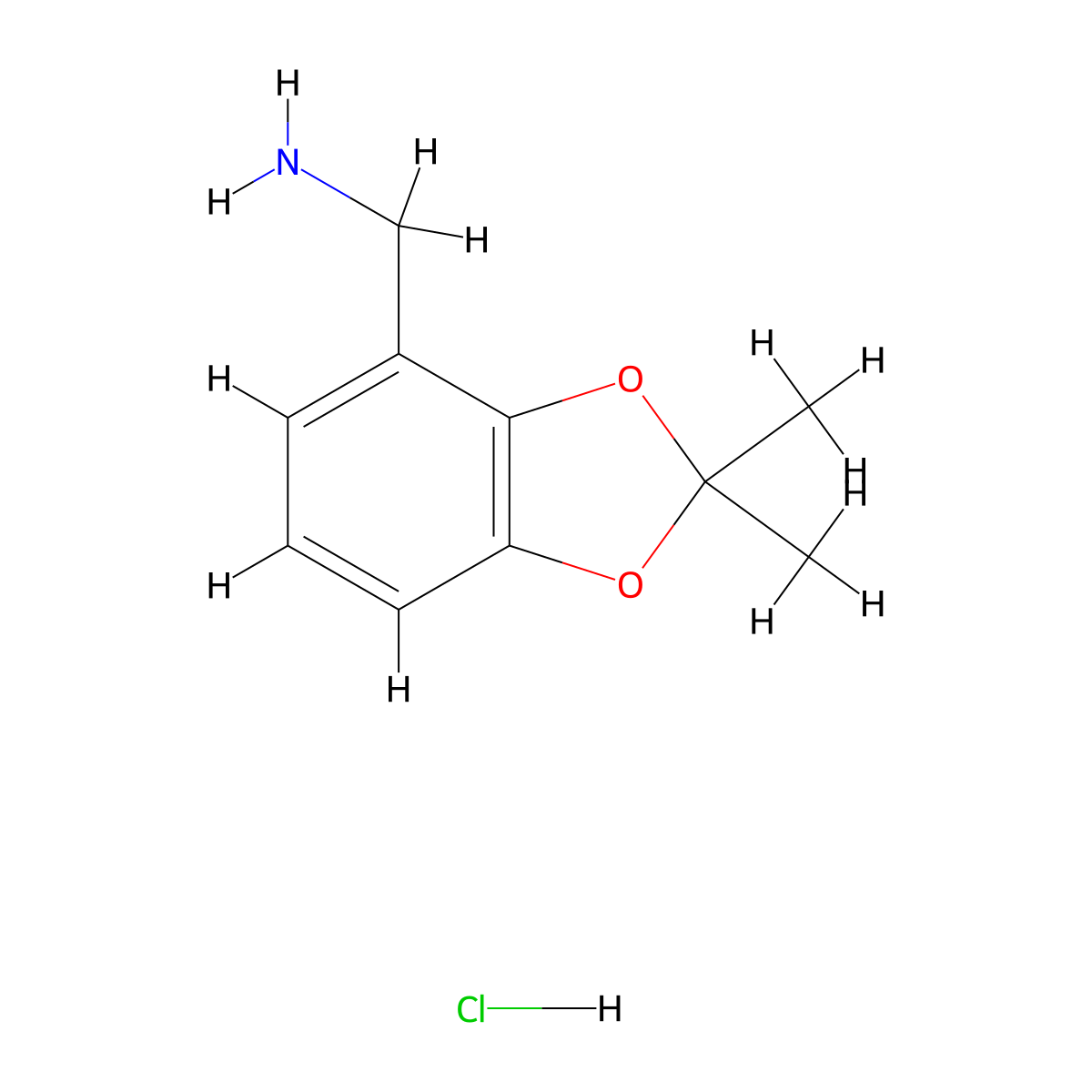 (2,2-Dimethylbenzo[d][1,3]dioxol-4-yl)methanamine hydrochloride molecular structure, CAS 3026677-29-9