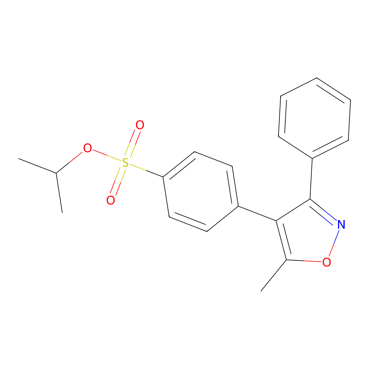 Isopropyl 4-(5-methyl-3-phenylisoxazol-4-YL)benzenesulfonate (palbociclib impurity) molecular structure, CAS 3026677-40-4