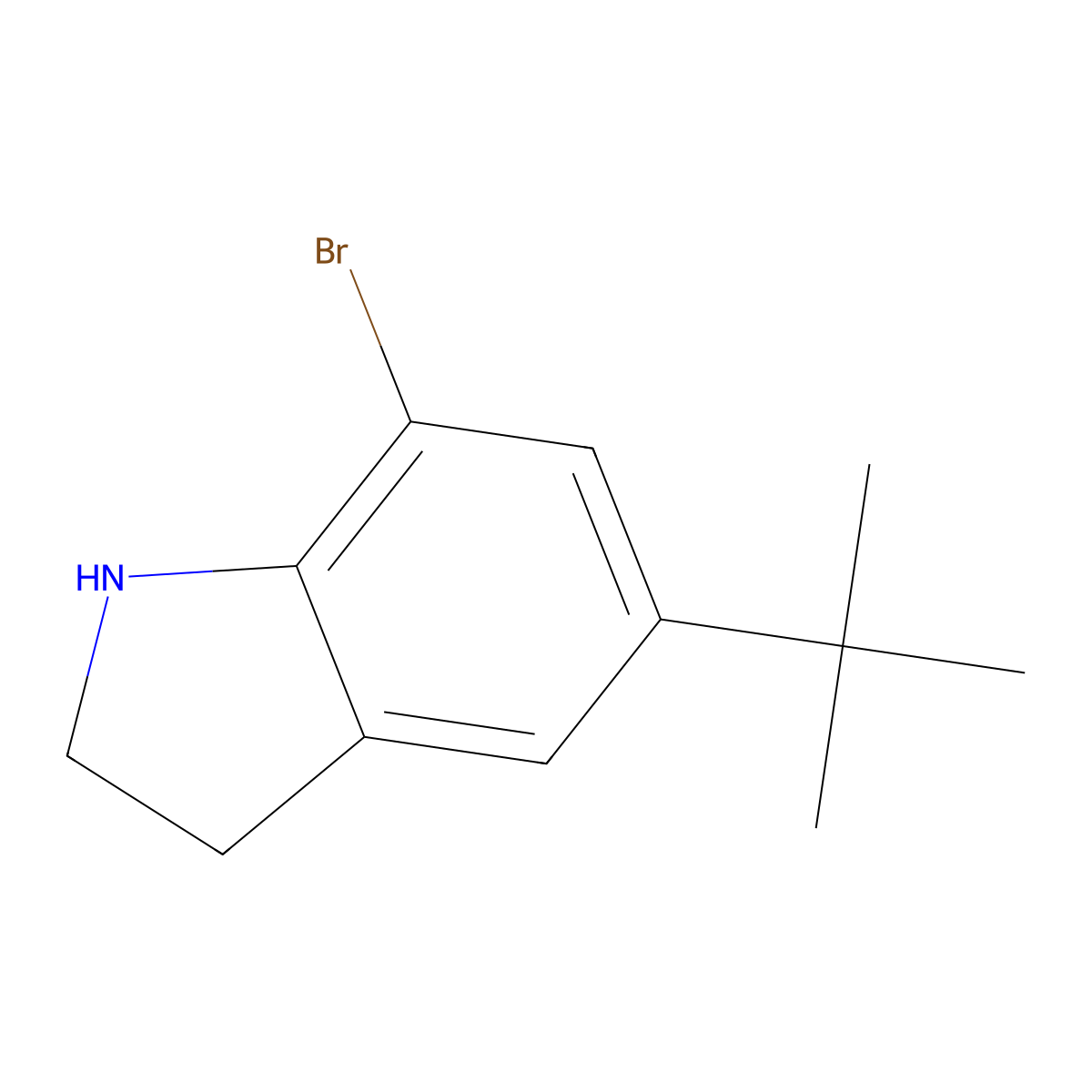 7-Bromo-5-(tert-butyl)indoline molecular structure, CAS 3026677-41-5