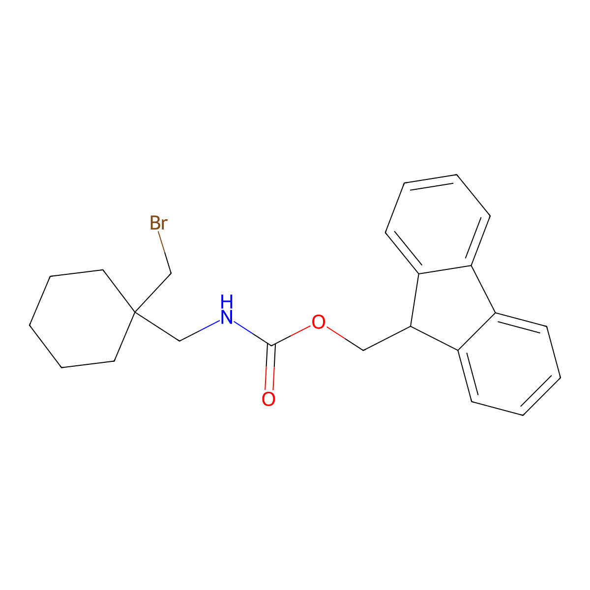 (9H-Fluoren-9-yl)methyl ((1-(bromomethyl)cyclohexyl)methyl)carbamate molecular structure, CAS 3026690-41-2