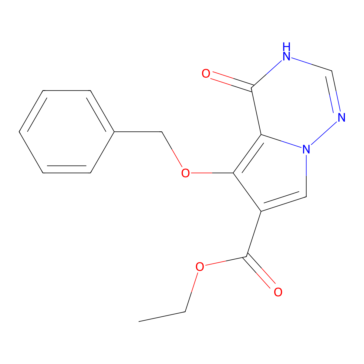 Ethyl 5-(benzyloxy)-4-oxo-3,4-dihydropyrrolo[2,1-F][1,2,4]triazine-6-carboxylate molecular structure, CAS 3026690-47-8
