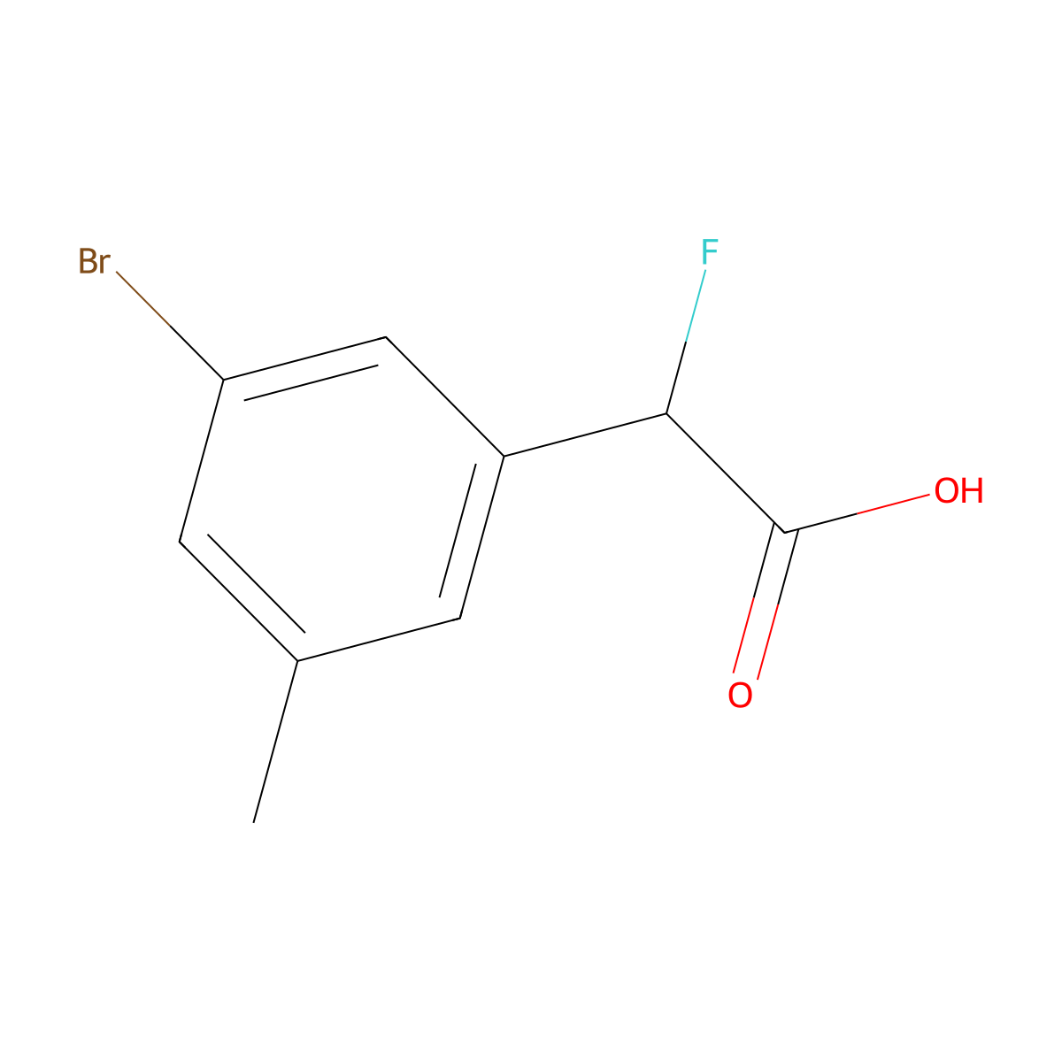 2-(3-Bromo-5-methylphenyl)-2-fluoroacetic acid molecular structure, CAS 3026690-52-5