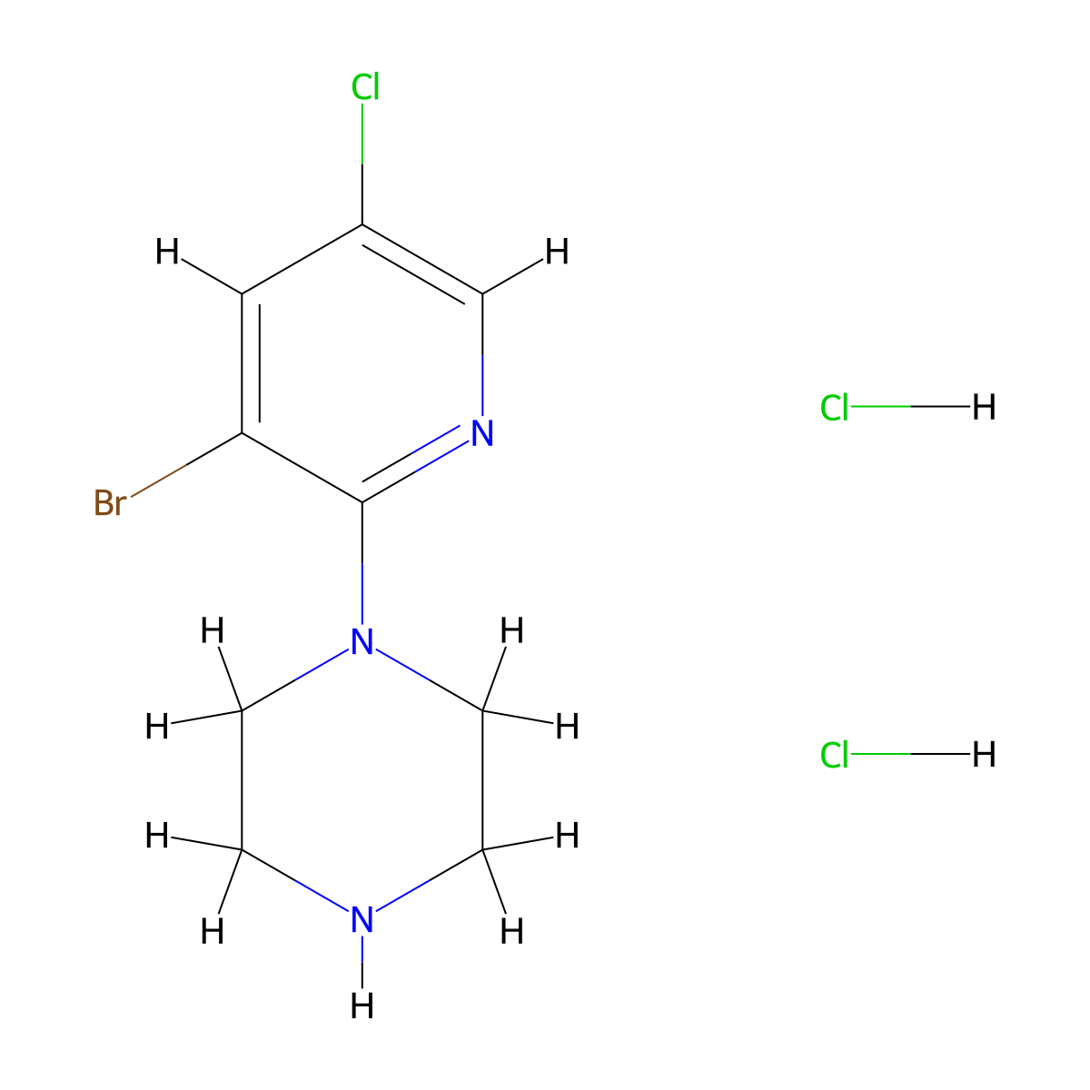 1-(3-Bromo-5-chloropyridin-2-yl)piperazine dihydrochloride molecular structure, CAS 3026690-53-6
