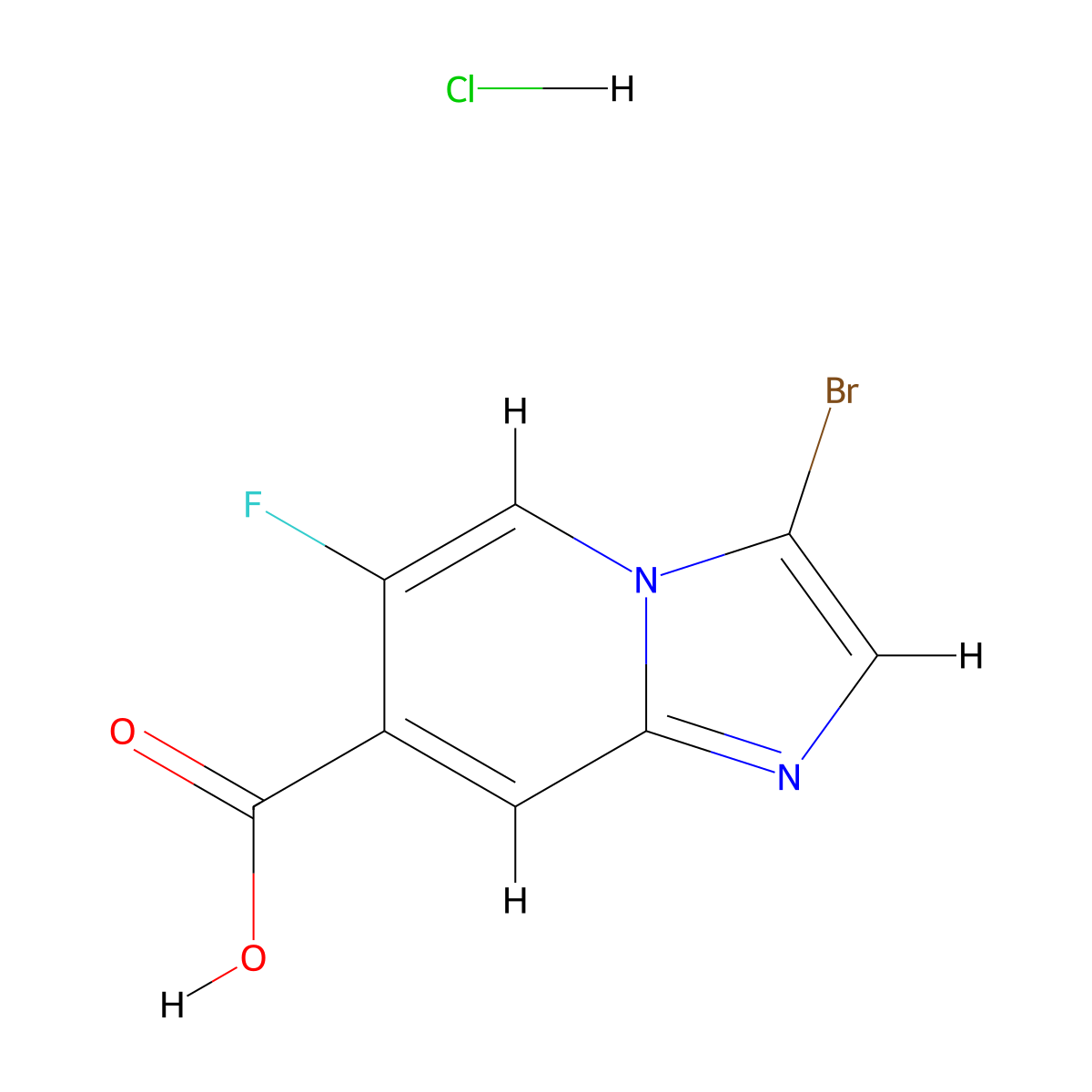 3-Bromo-6-fluoroimidazo[1,2-a]pyridine-7-carboxylic acid;hydrochloride molecular structure, CAS 3026690-57-0