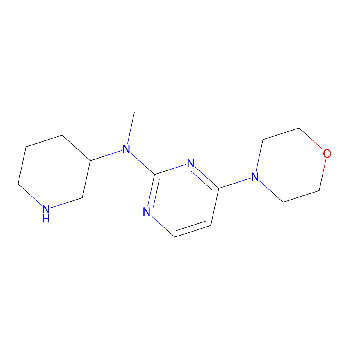 N-methyl-4-(morpholin-4-yl)-N-(piperidin-3-yl)pyrimidin-2-amine molecular structure, CAS 3026690-58-1