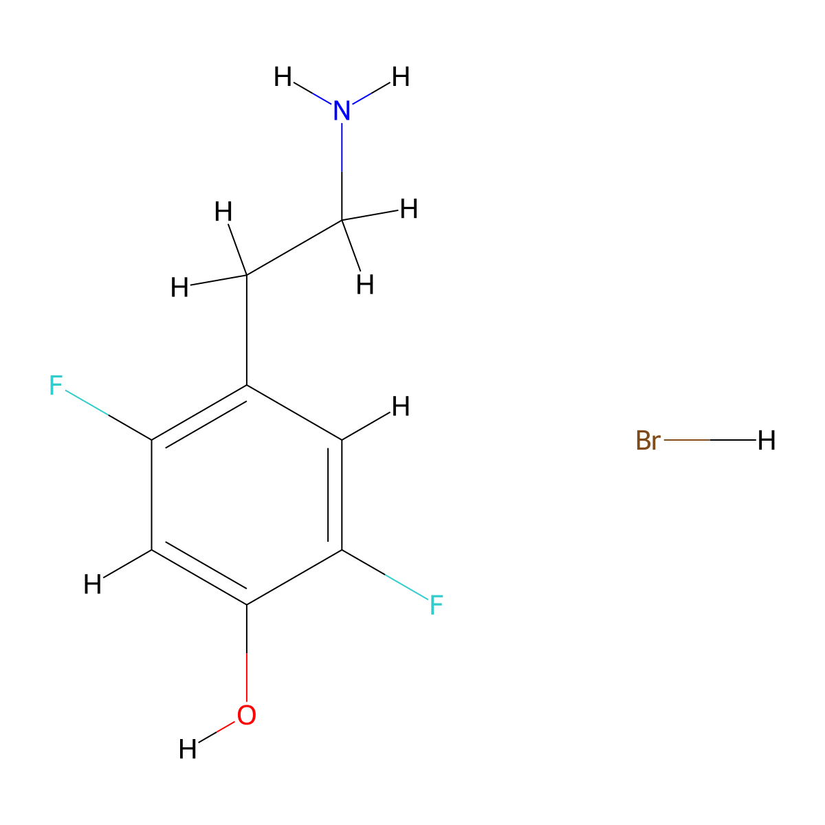4-(2-Aminoethyl)-2,5-difluorophenol hydrobromide molecular structure, CAS 3026690-78-5