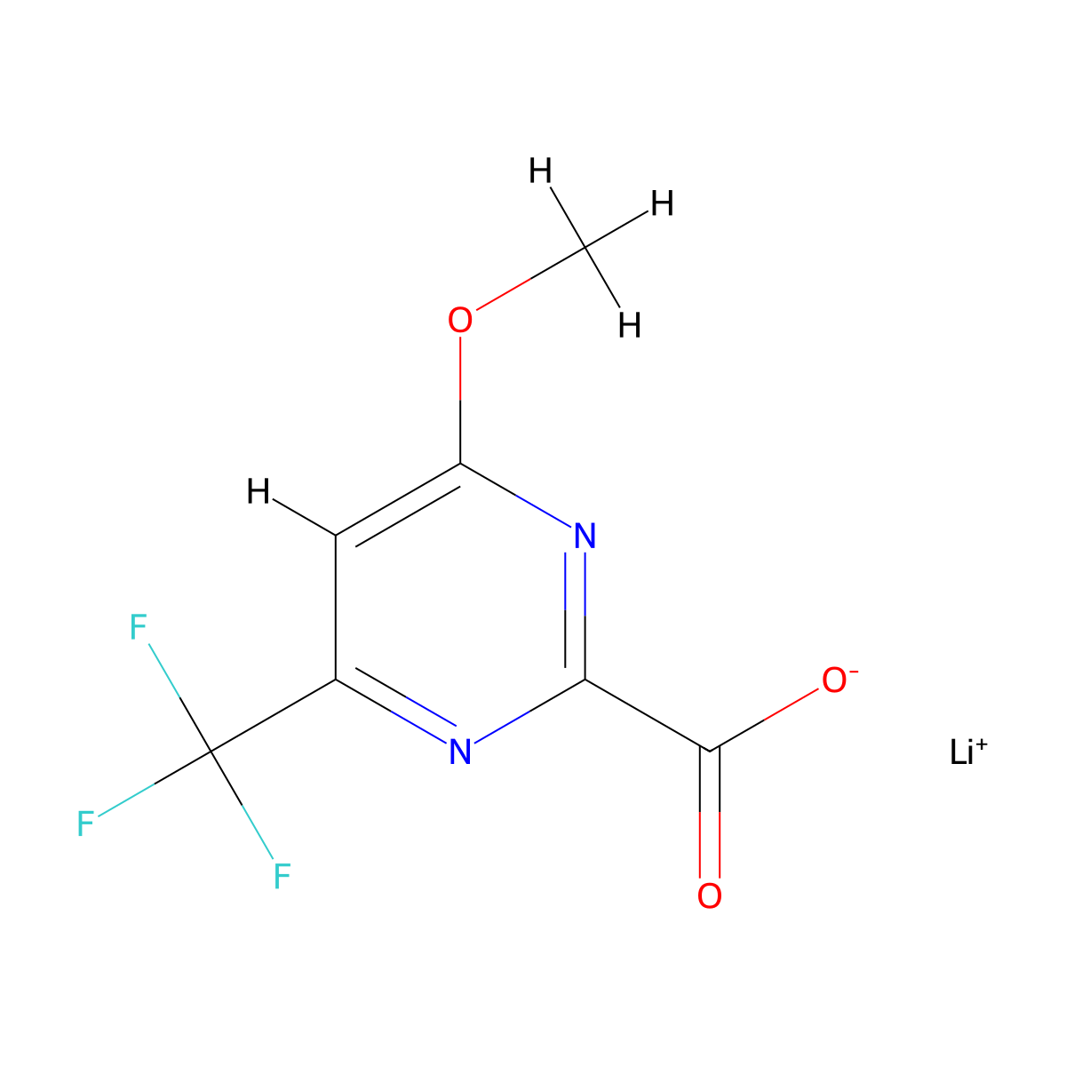 Lithium(1+) 4-methoxy-6-(trifluoromethyl)pyrimidine-2-carboxylate molecular structure, CAS 3026690-81-0