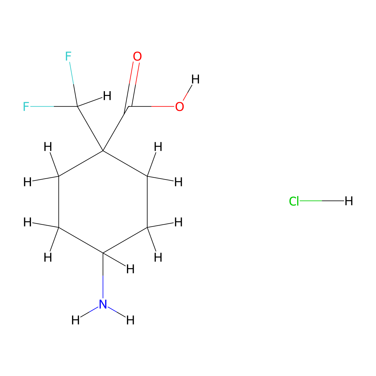 4-Amino-1-(difluoromethyl)cyclohexane-1-carboxylic acid hydrochloride molecular structure, CAS 3026690-93-4