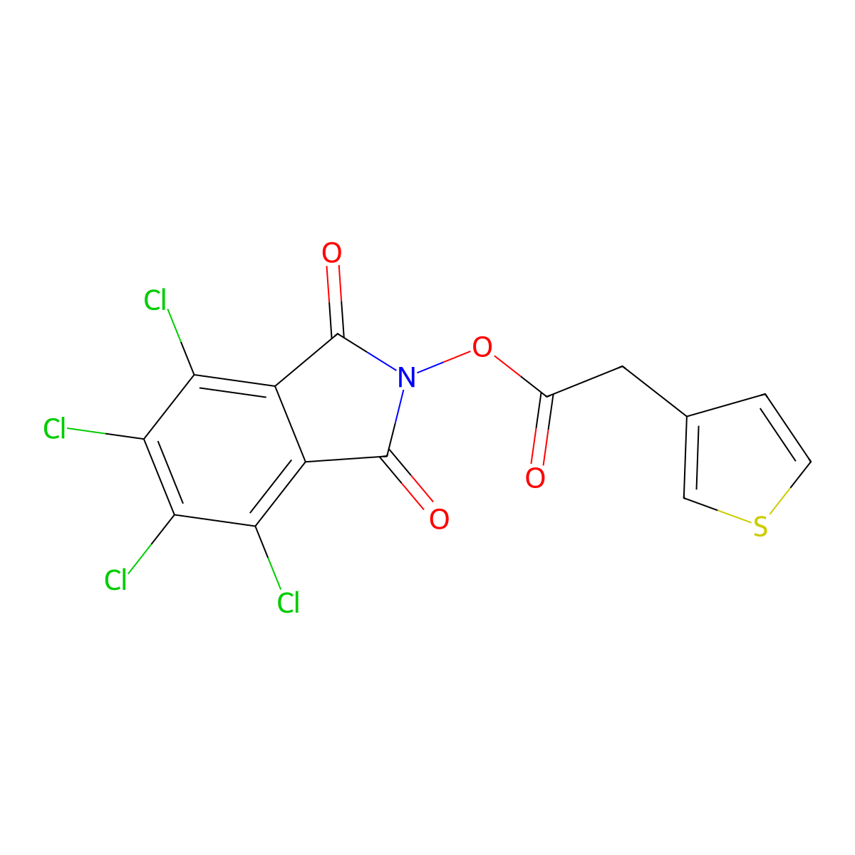 4,5,6,7-tetrachloro-1,3-dioxo-2,3-dihydro-1H-isoindol-2-yl 2-(thiophen-3-yl)acetate molecular structure, CAS 3026690-97-8