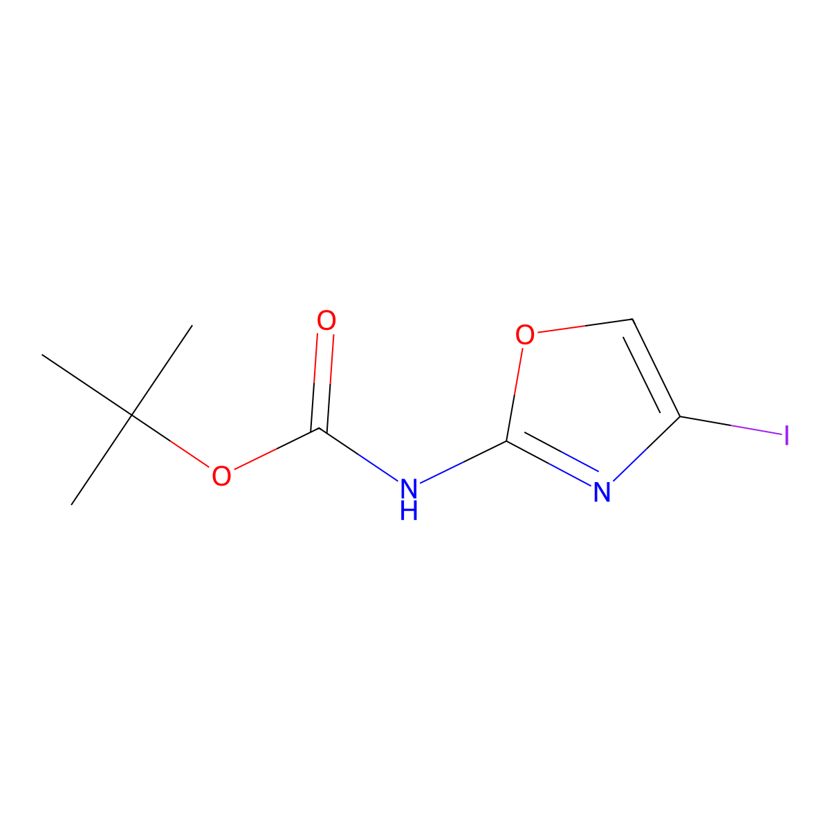 tert-butyl N-(4-iodo-1,3-oxazol-2-yl)carbamate molecular structure, CAS 3026691-03-9