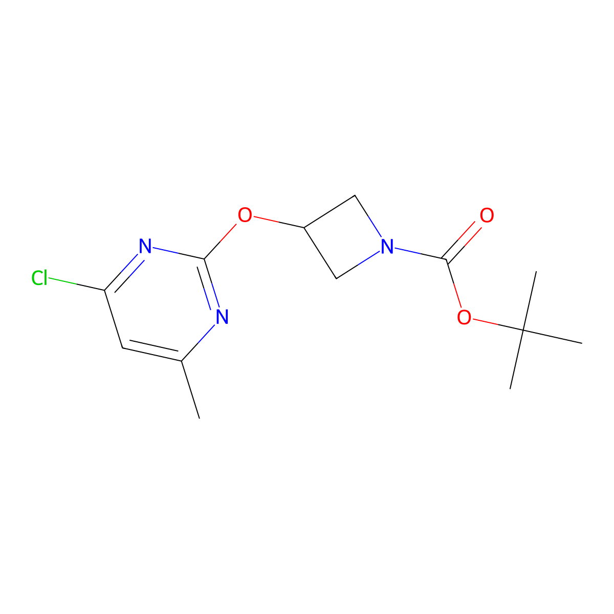 Tert-butyl 3-(4-chloro-6-methylpyrimidin-2-yl)oxyazetidine-1-carboxylate molecular structure, CAS 3026691-06-2