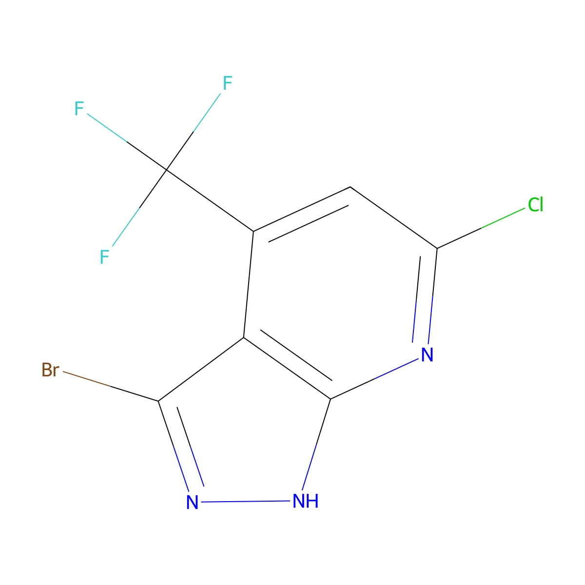 3-bromo-6-chloro-4-(trifluoromethyl)-1H-pyrazolo[3,4-b]pyridine molecular structure, CAS 3026691-10-8