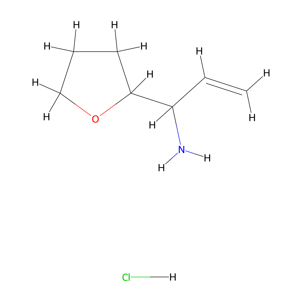1-(Oxolan-2-yl)prop-2-en-1-amine hydrochloride molecular structure, CAS 3026691-11-9