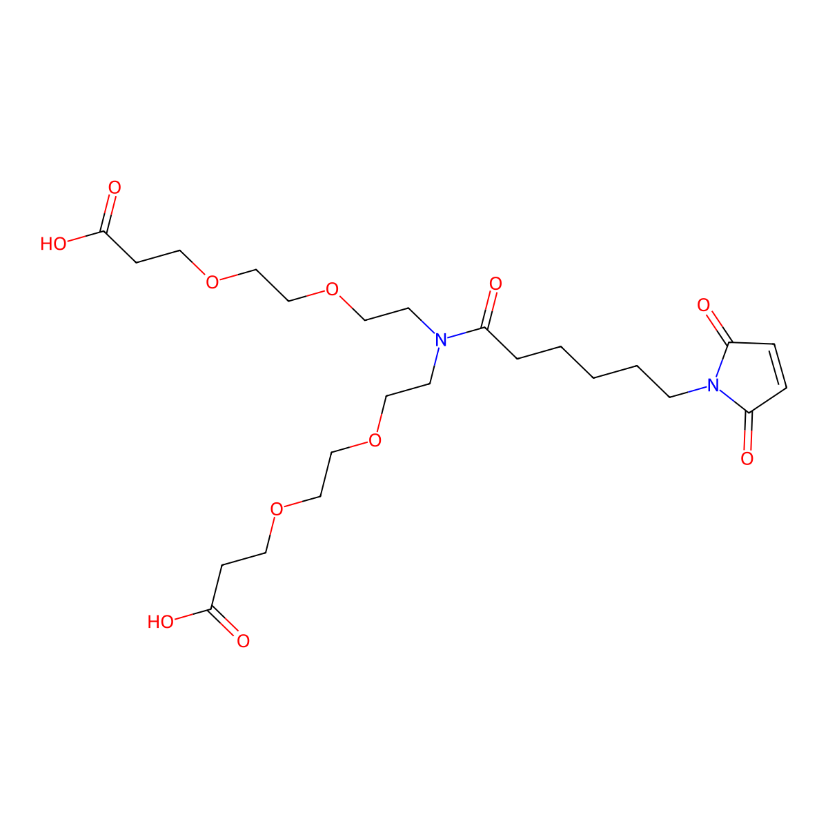 Mal-C5-N-bis(PEG2-C2-acid) molecular structure, CAS 3026691-12-0