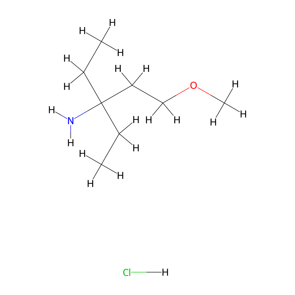 3-Ethyl-1-methoxypentan-3-amine hydrochloride molecular structure, CAS 3026691-13-1