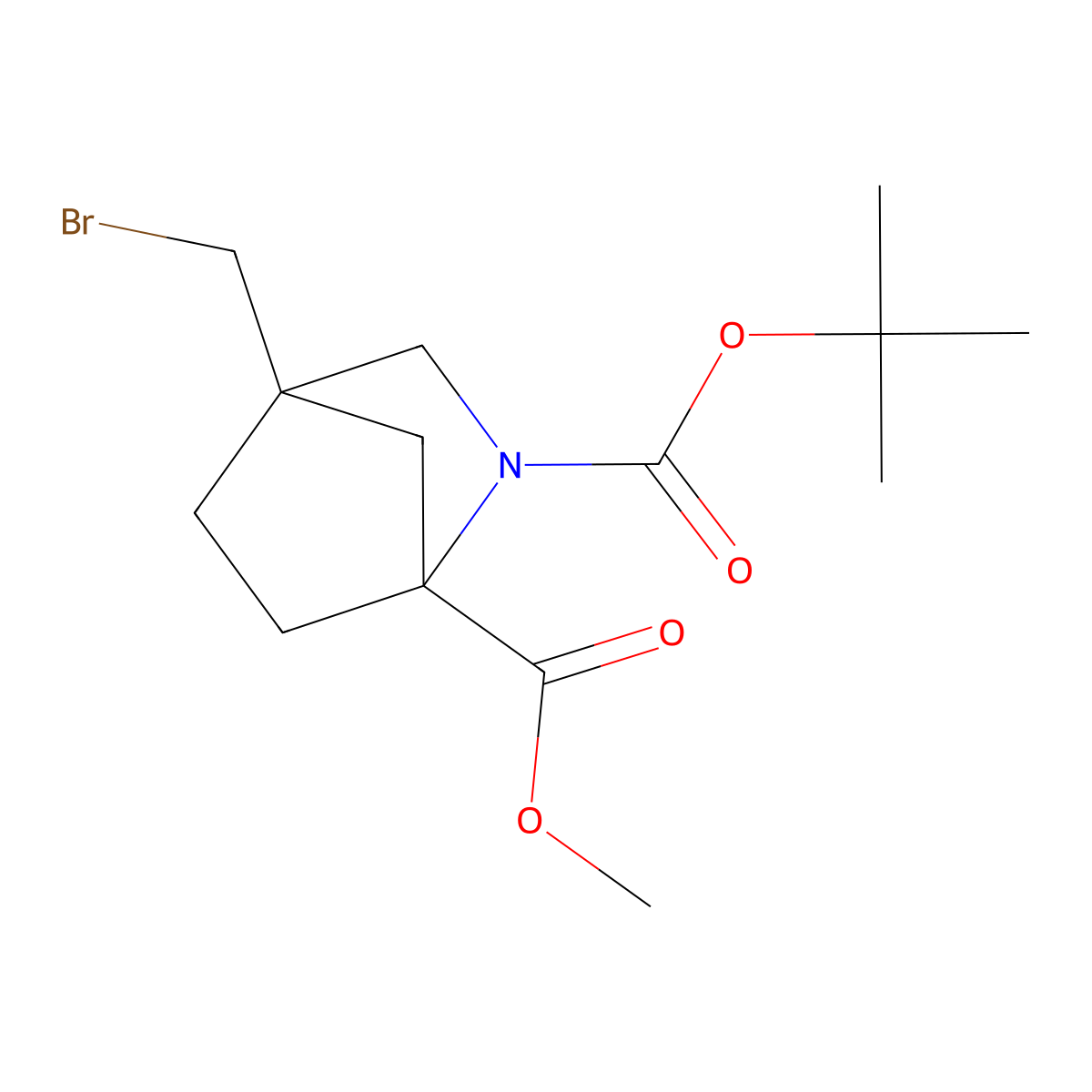 2-Tert-butyl 1-methyl 4-(bromomethyl)-2-azabicyclo[2.2.1]heptane-1,2-dicarboxylate molecular structure, CAS 3026691-25-5