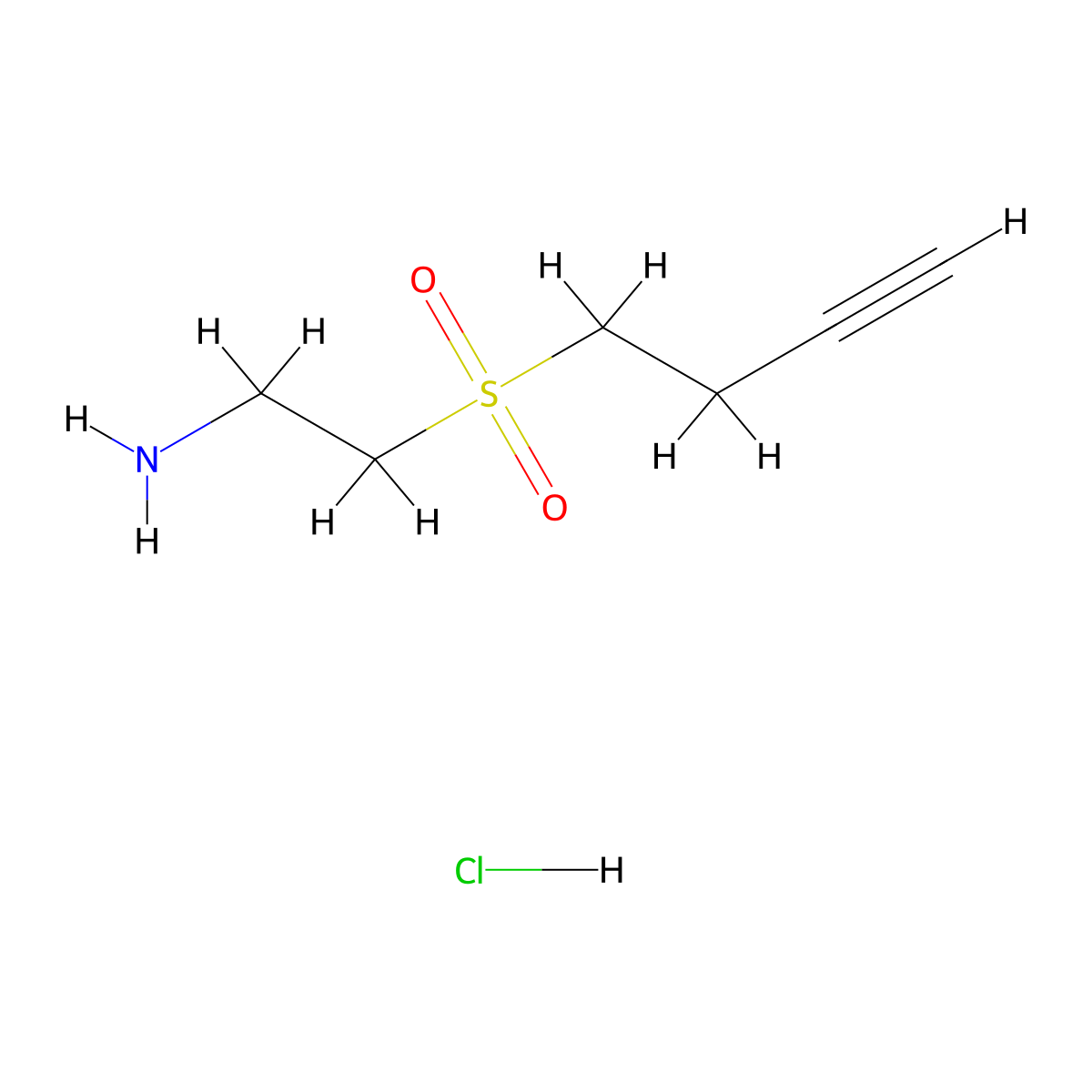4-(2-Aminoethanesulfonyl)but-1-yne hydrochloride molecular structure, CAS 3026691-30-2