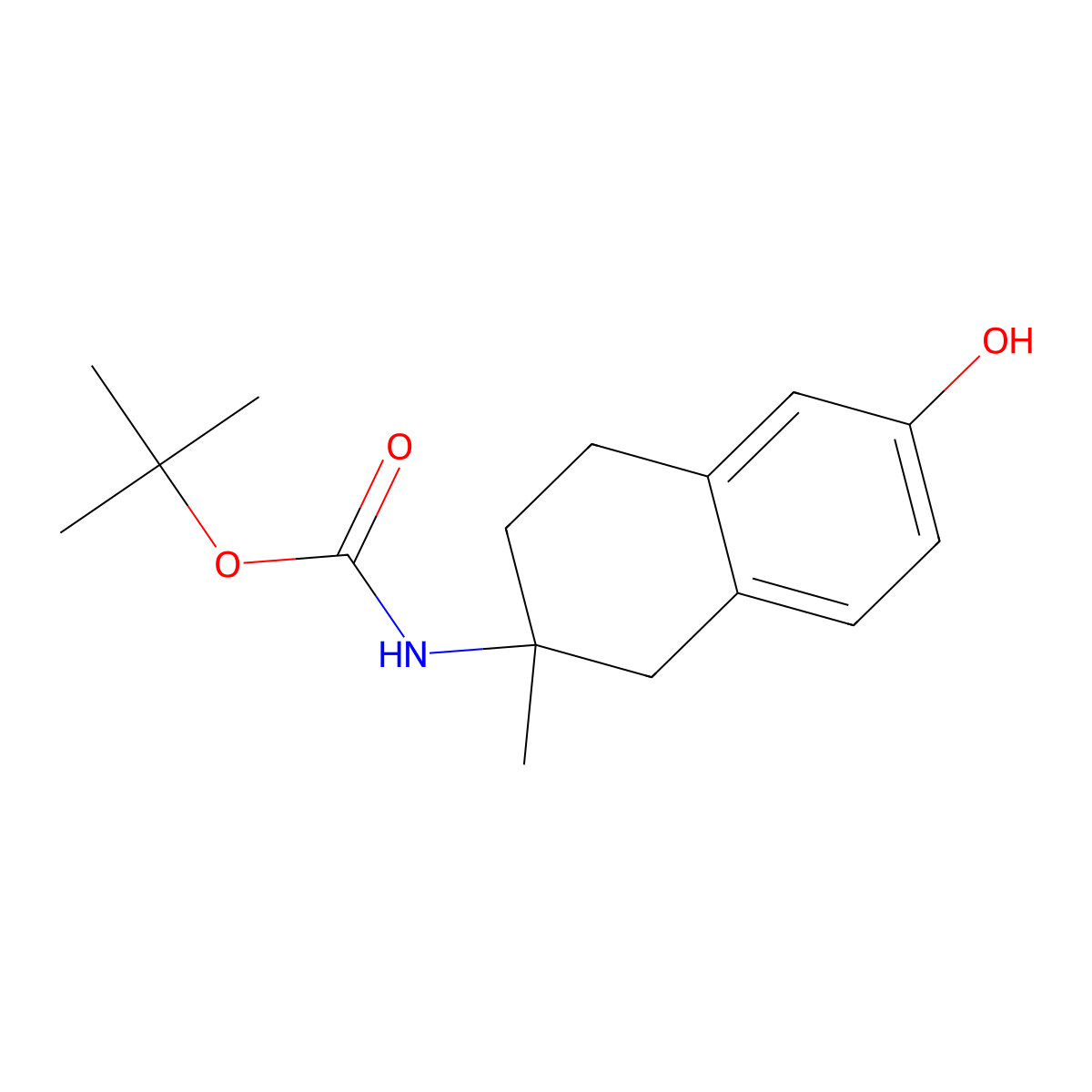 tert-butyl N-(6-hydroxy-2-methyl-1,2,3,4-tetrahydronaphthalen-2-yl)carbamate molecular structure, CAS 3026691-33-5