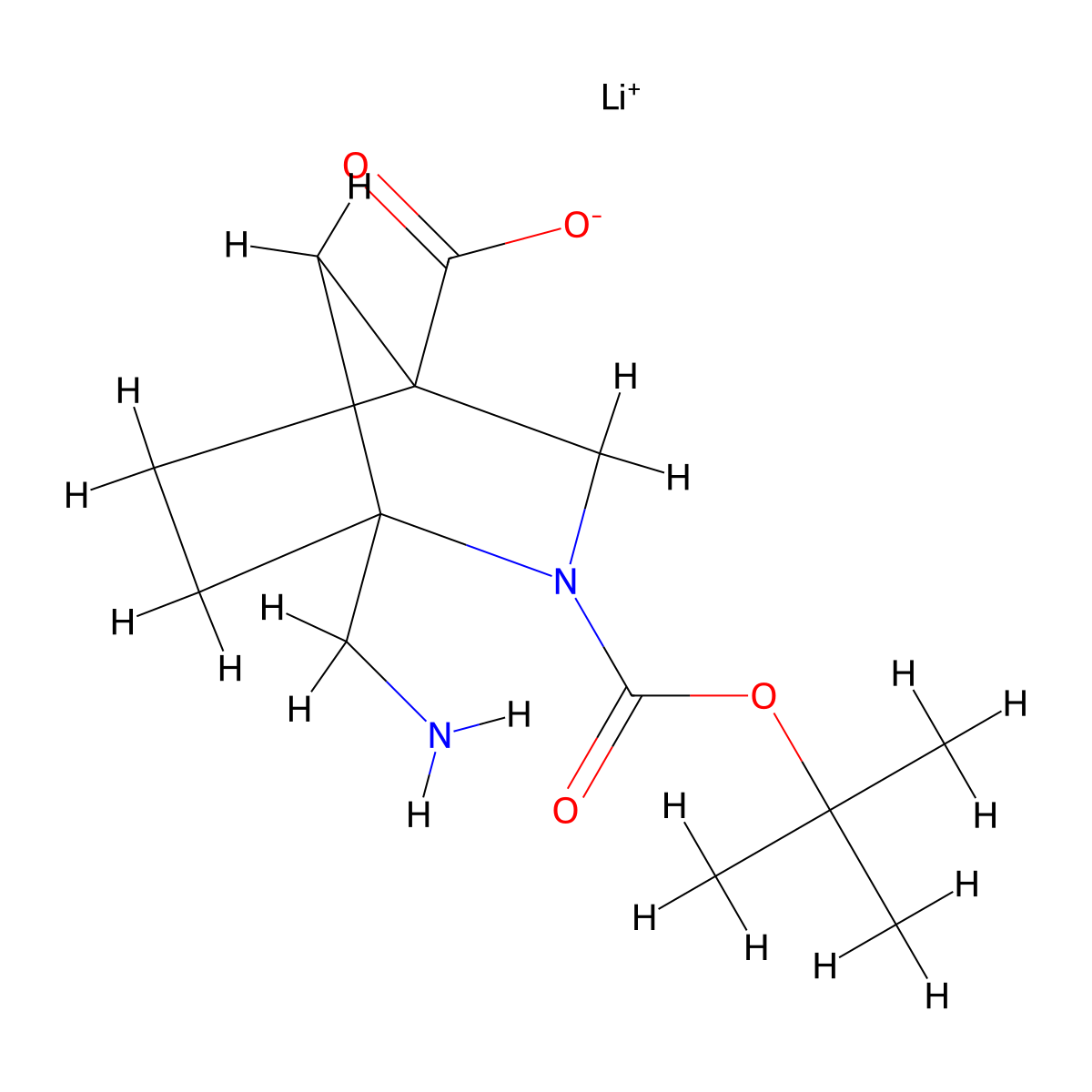Lithium(1+) 1-(aminomethyl)-2-[(tert-butoxy)carbonyl]-2-azabicyclo[2.2.1]heptane-4-carboxylate molecular structure, CAS 3026696-00-1