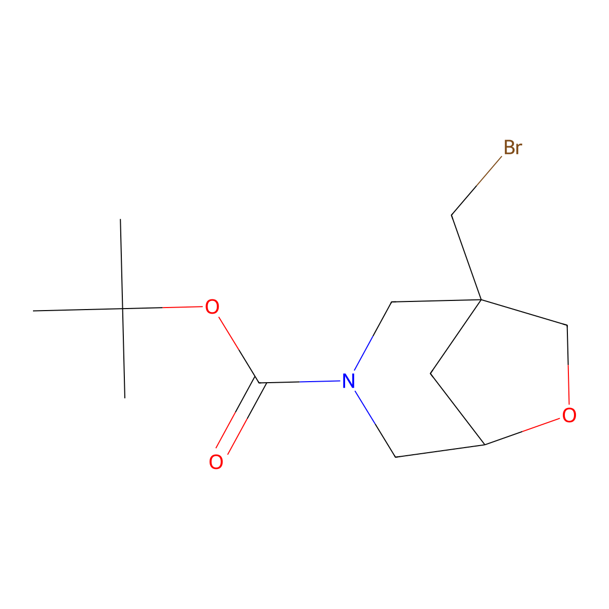 Tert-butyl 1-(bromomethyl)-6-oxa-3-azabicyclo[3.2.1]octane-3-carboxylate molecular structure, CAS 3026696-08-9