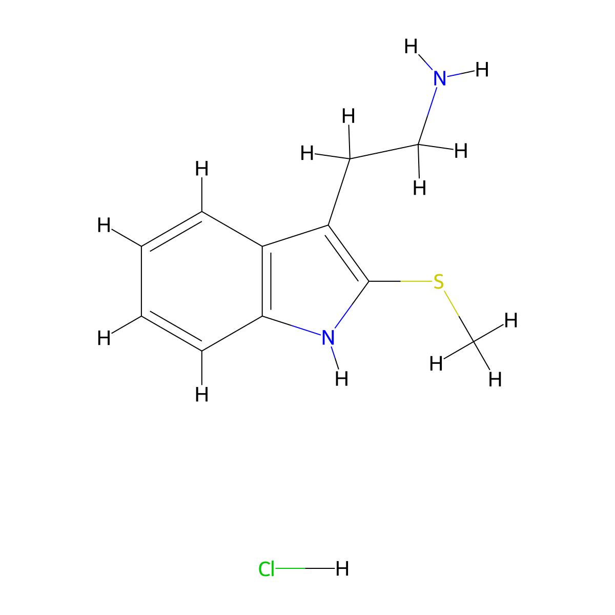 2-(2-methylsulfanyl-1H-indol-3-yl)ethanamine;hydrochloride molecular structure, CAS 3026696-12-5