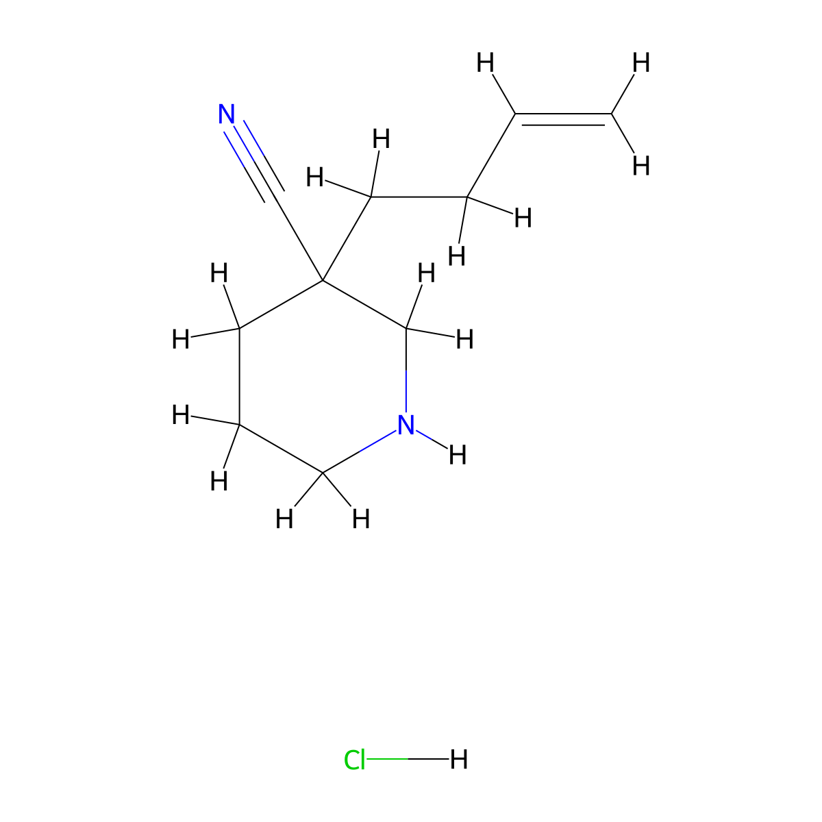 3-(But-3-en-1-yl)piperidine-3-carbonitrile hydrochloride molecular structure, CAS 3026696-15-8