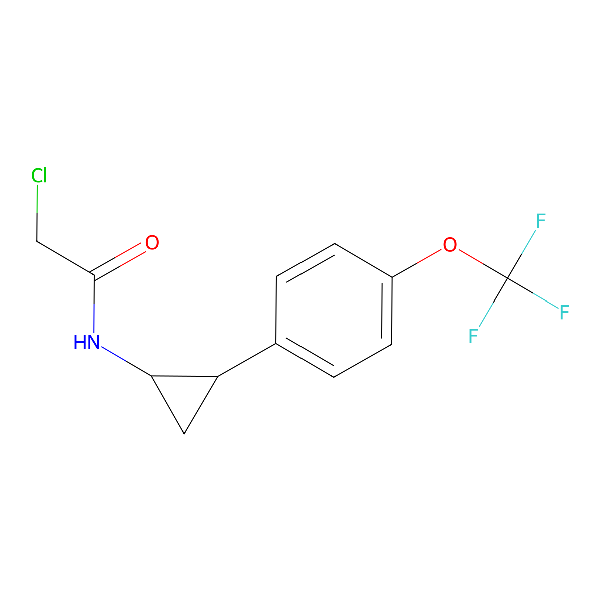 2-chloro-N-{2-[4-(trifluoromethoxy)phenyl]cyclopropyl}acetamide molecular structure, CAS 3026696-18-1