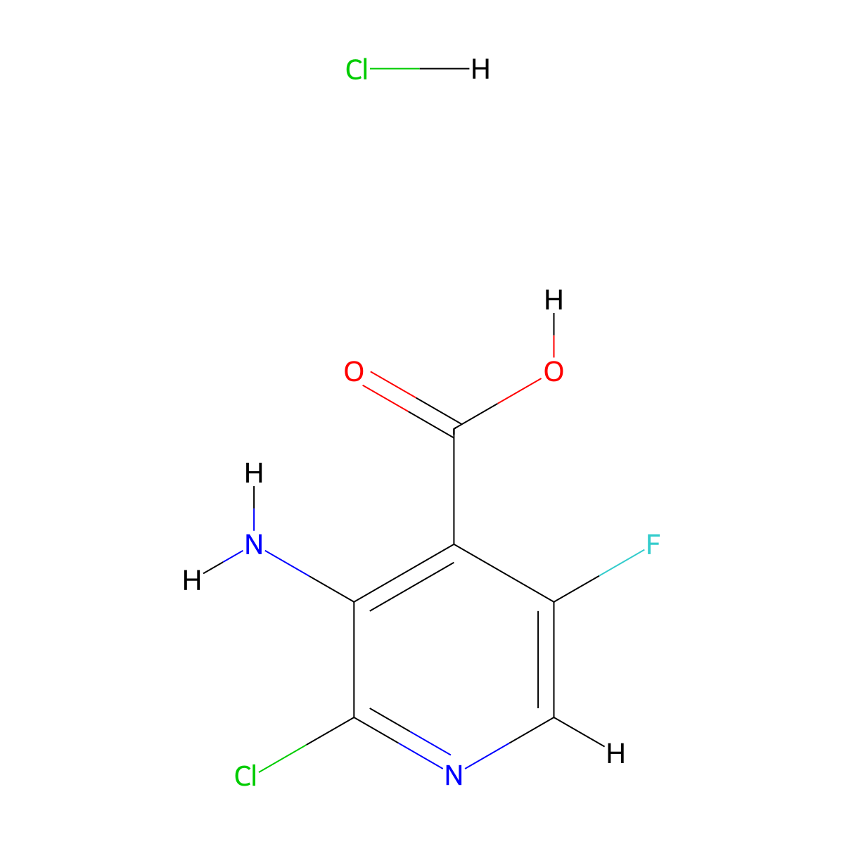 3-Amino-2-chloro-5-fluoropyridine-4-carboxylic acid hydrochloride molecular structure, CAS 3026696-20-5
