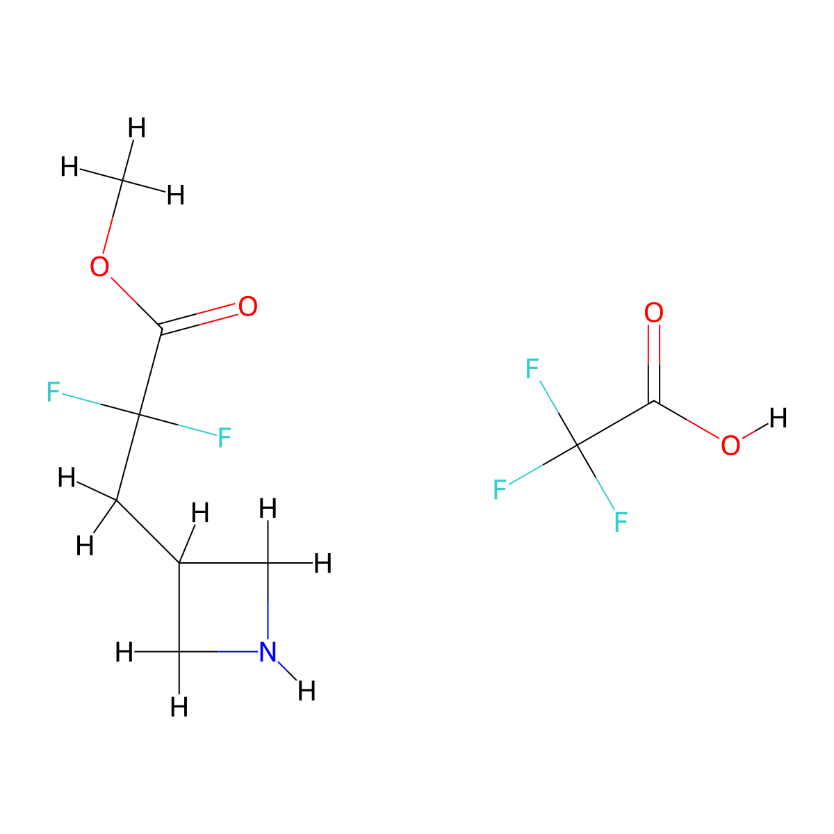 Methyl 3-(azetidin-3-yl)-2,2-difluoropropanoate, trifluoroacetic acid molecular structure, CAS 3026696-21-6
