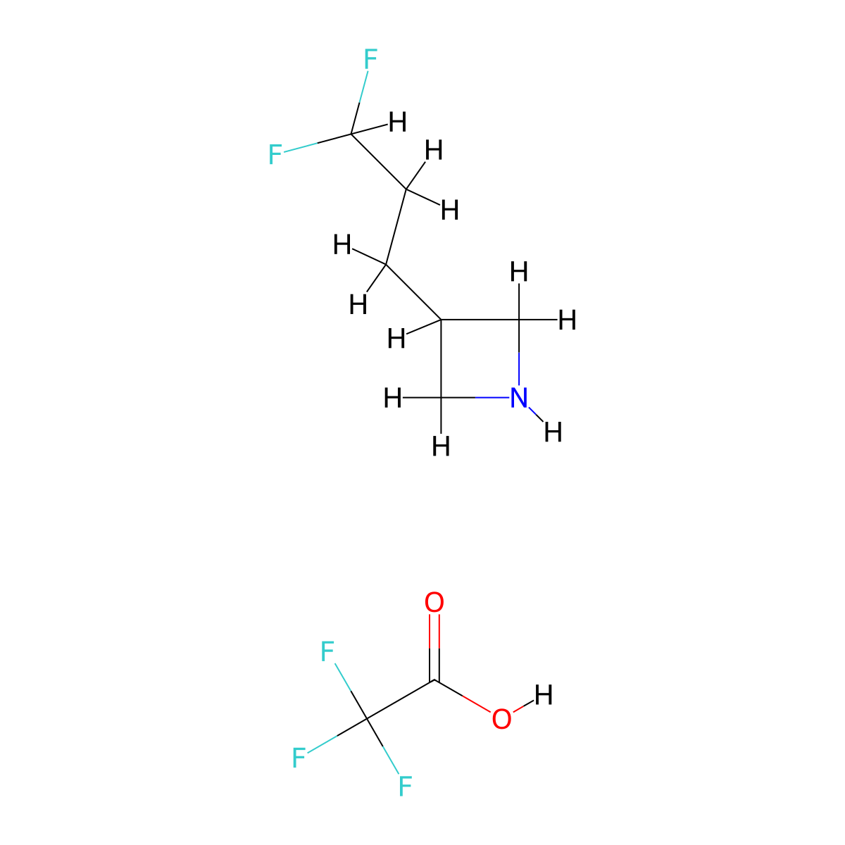3-(3,3-Difluoropropyl)azetidine, trifluoroacetic acid molecular structure, CAS 3026696-25-0