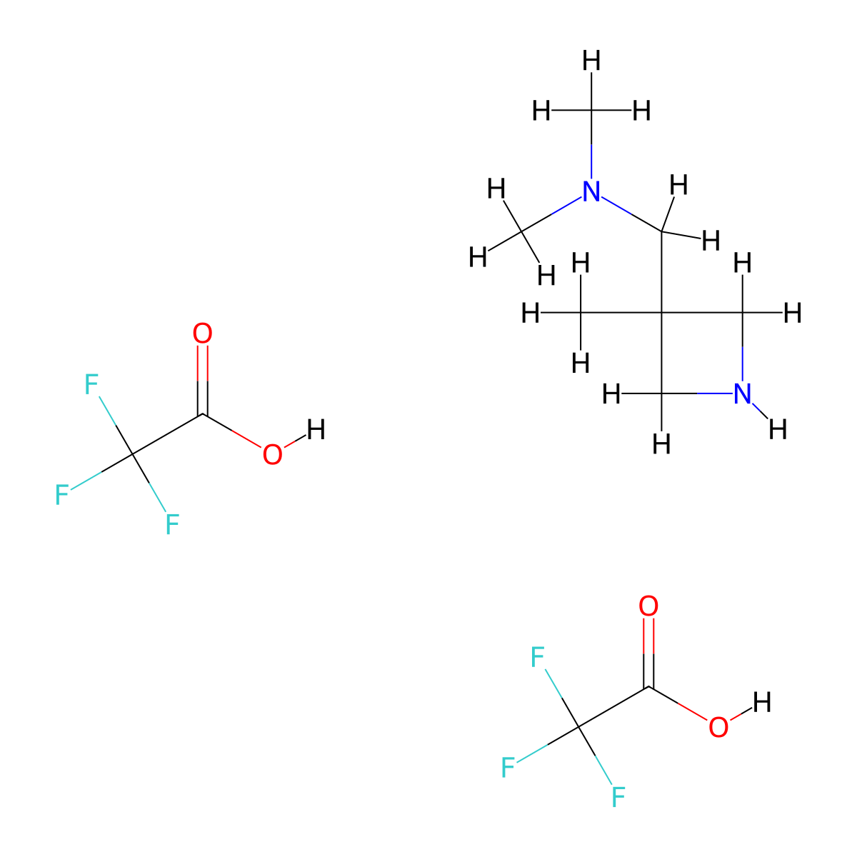 Dimethyl[(3-methylazetidin-3-yl)methyl]amine, bis(trifluoroacetic acid) molecular structure, CAS 3026696-32-9