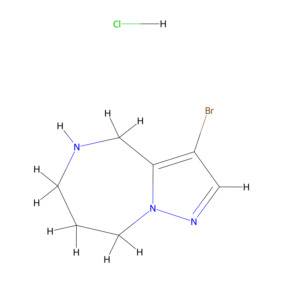 3-bromo-4H,5H,6H,7H,8H-pyrazolo[1,5-a][1,4]diazepine hydrochloride molecular structure, CAS 3026696-37-4