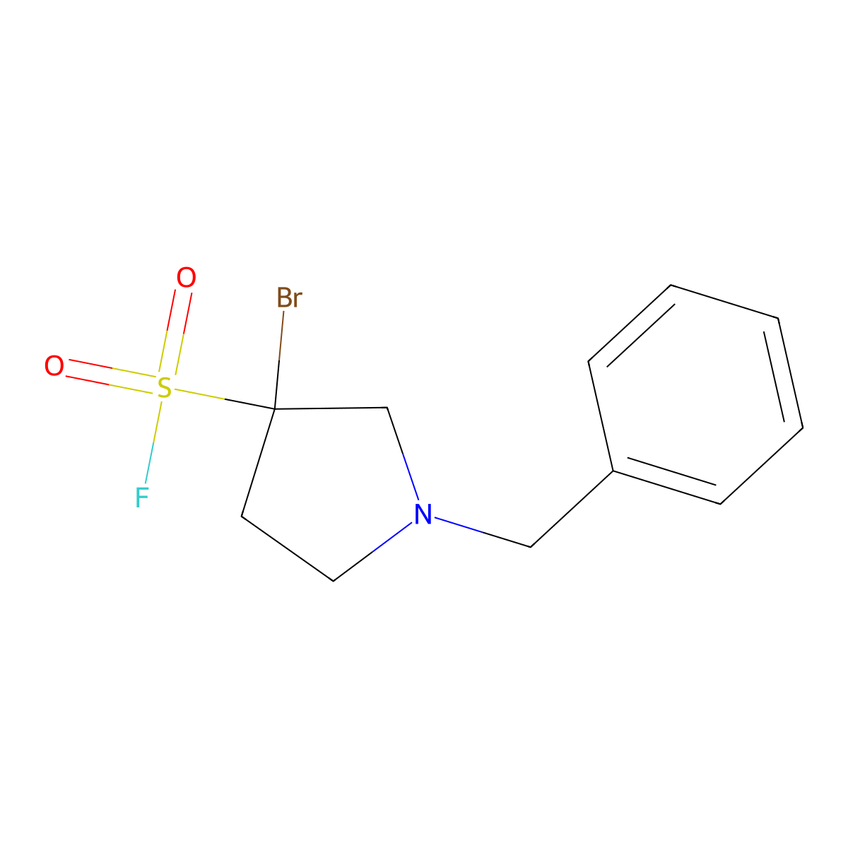1-Benzyl-3-bromopyrrolidine-3-sulfonyl fluoride molecular structure, CAS 3026696-39-6